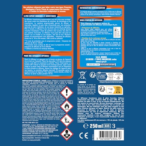 Thumbnail 8 de K.PRO Diffuseur automatique mouches et moustiques 250 ml – protection jusqu’à 40 m²