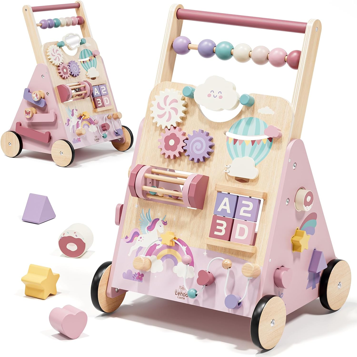 Detalle de Lehoo Castle BW-002 Unicorn Wooden Baby Walker with Adjustable Speed and Activity Center
