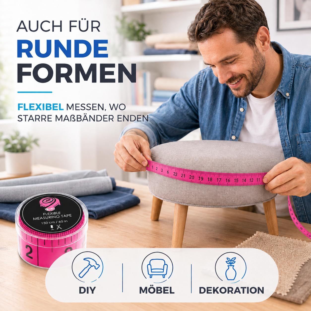 Detalle 1 de TK Gruppe Timo Klingler 150 cm pink – taśma krawiecka 2 w 1, cm i cale