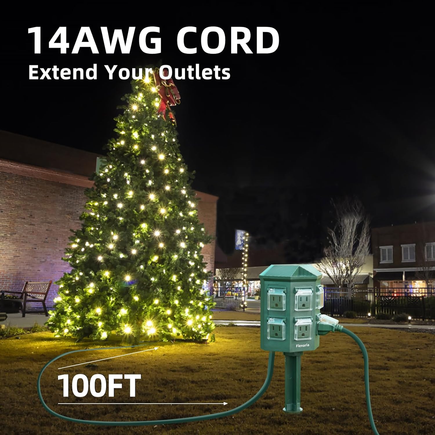 Thumbnail 6 de Flexoria Outdoor Power Strip Waterproof 100 FT Heavy Duty Extension Cord with 6 Grounded Outlets