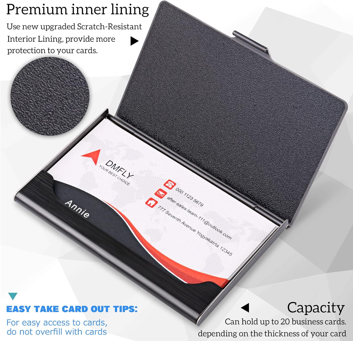 Thumbnail 1 de DMFLY Slim Stainless Steel Business Card Holder (Metal Card Case) – Buckle Style Shut