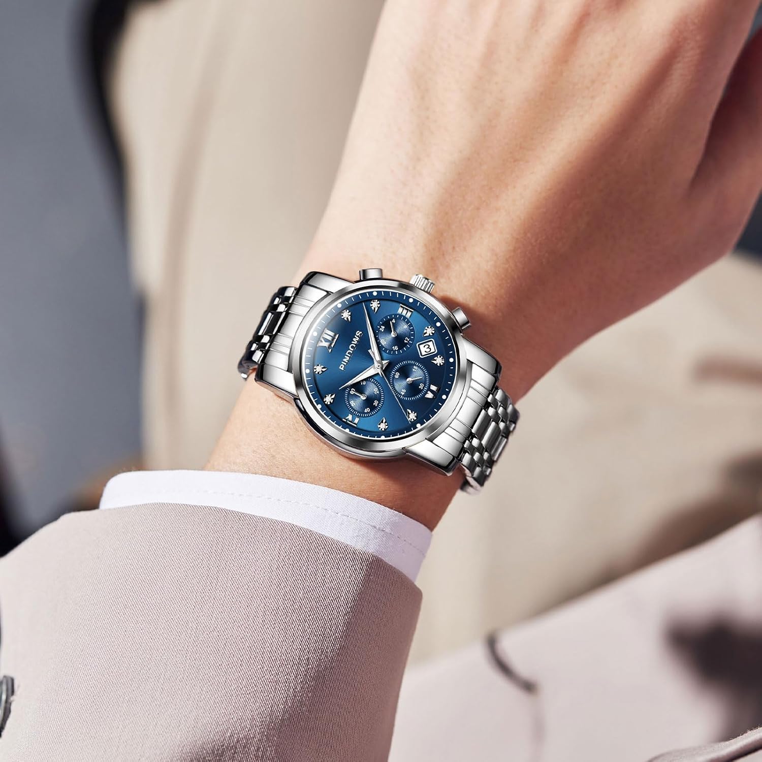 Detalle de PINDOWS Luxusuhren Quarz-Chronograph 30 m