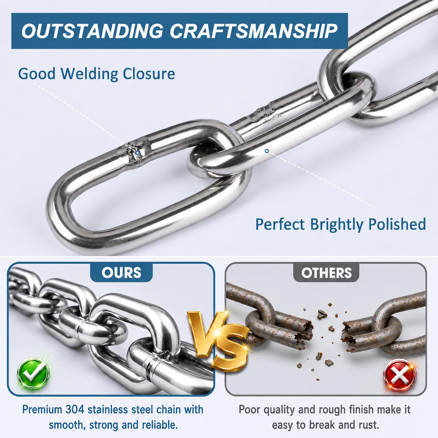 Detalle 1 de hannger 2MM2M2P Stainless Steel Chain, 5/64-Inch, 6.6 ft, 2-Pack