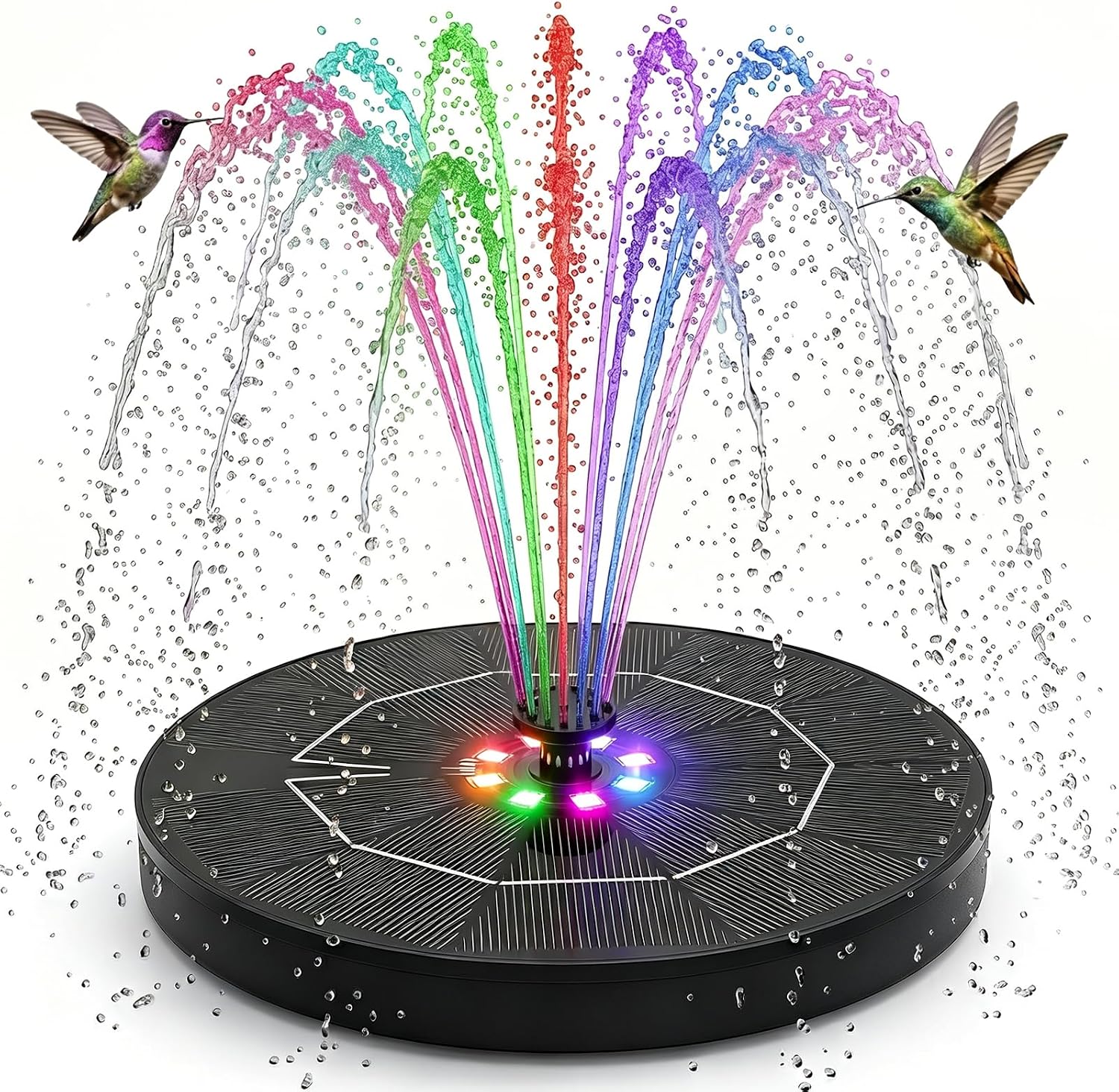 Thumbnail 6 de Solar Springbrunnen – Solar Teichpumpe mit 5 Effekte, 6 Sprühmustern und 40–70 cm Spritzhöhe