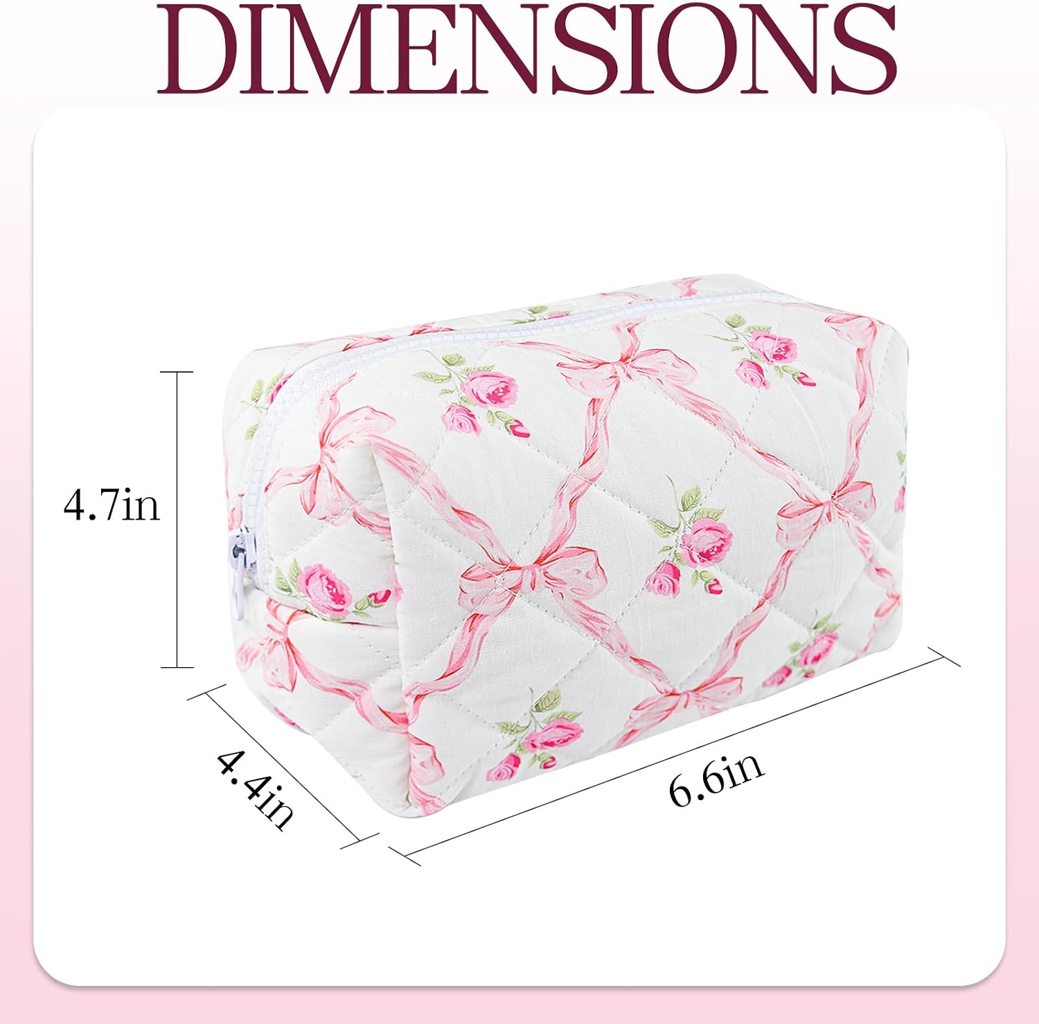 Detalle 2 de Quilted Makeup Bag Floral Cotton Travel Pouch