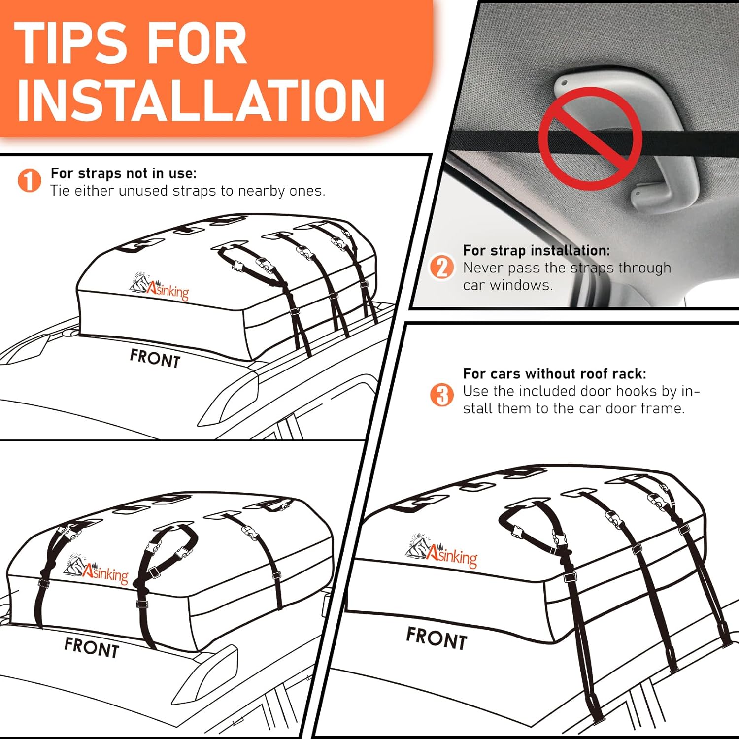 Thumbnail 6 de Asinking 21 Cubic Feet Car Rooftop Cargo Carrier Bag