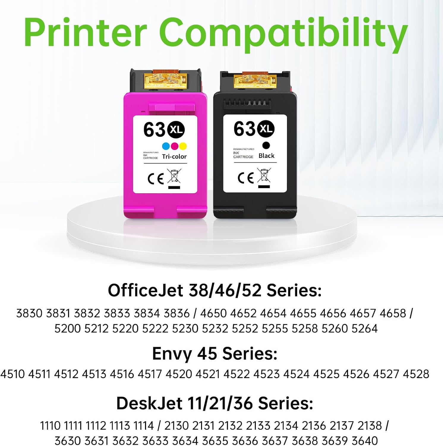 Detalle de DNART 63XL Remanufactured Ink Cartridges, Black and Colour 2-Pack for HP 63