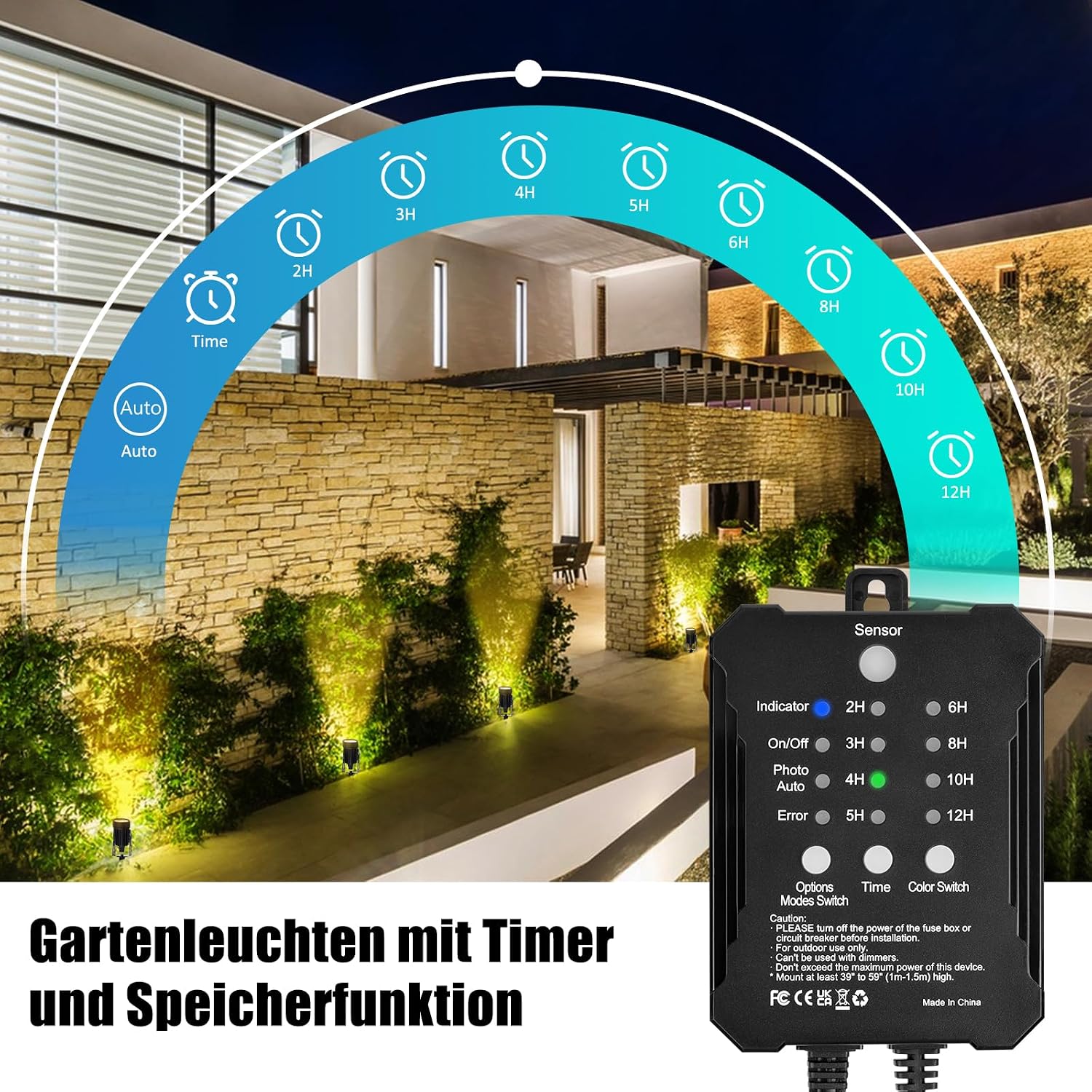 Detalle 2 de COOLWEST RGB Gartenstrahler 8er-Set mit Fernbedienung, Lichtsensor und 24V, IP65 – 20 m Kabelsalat inklusive