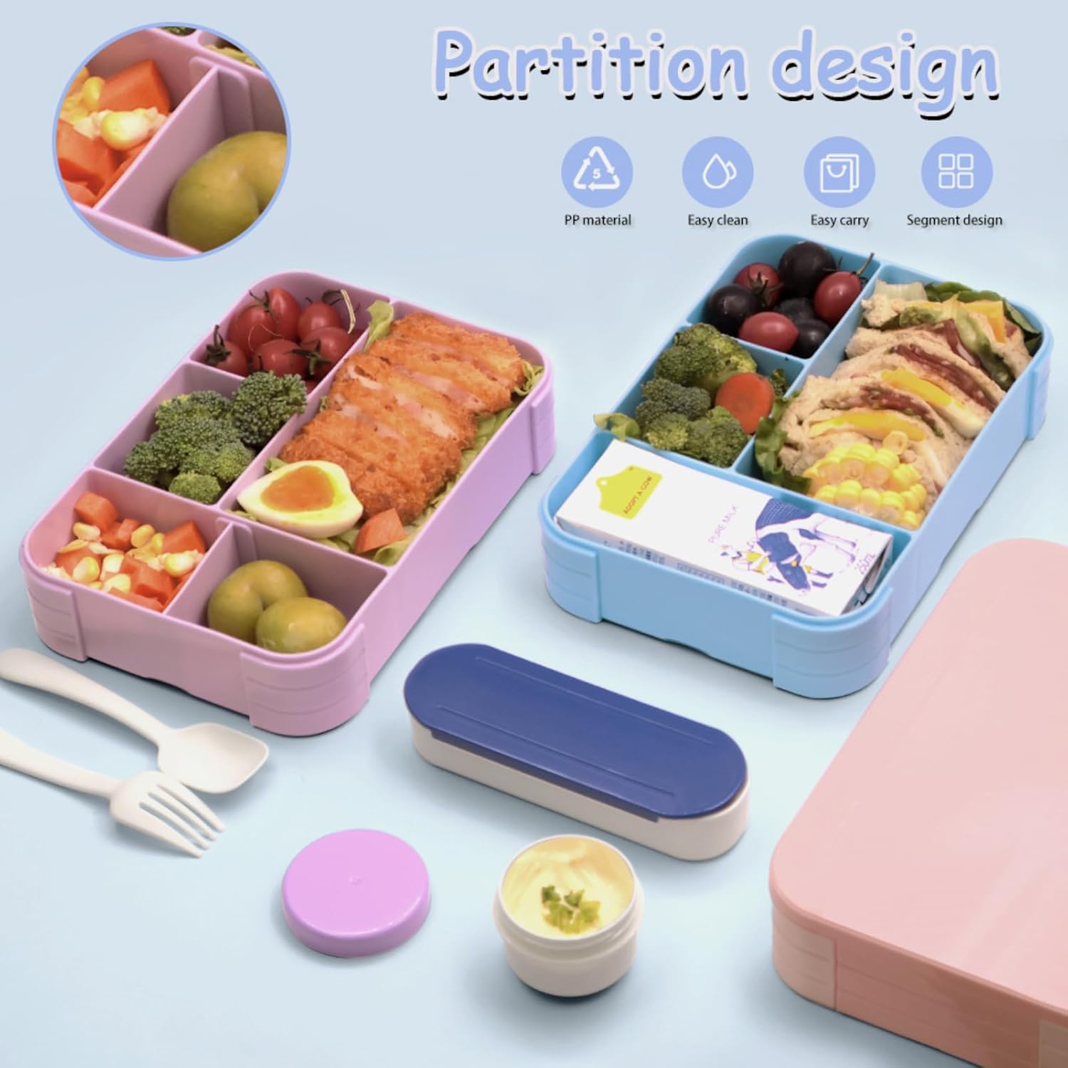 Thumbnail 1 de XJIANFU Brotdose Kinder mit Fächern 1200 ml Bento-Box