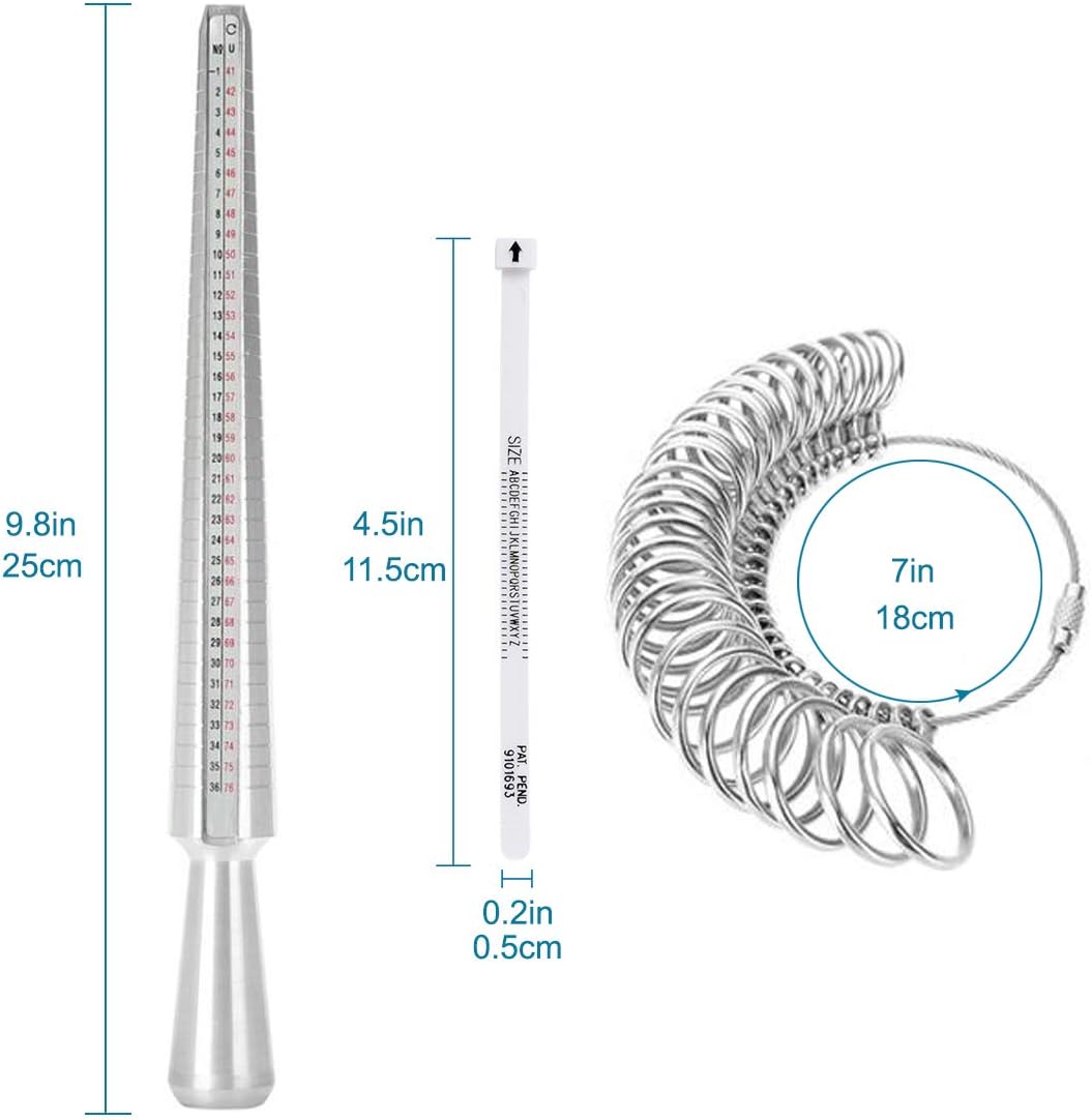 Detalle de DoGeek Ring Sizer Measurement Scales Tools for Measuring Ring Diameters (UK sizes A–Z)