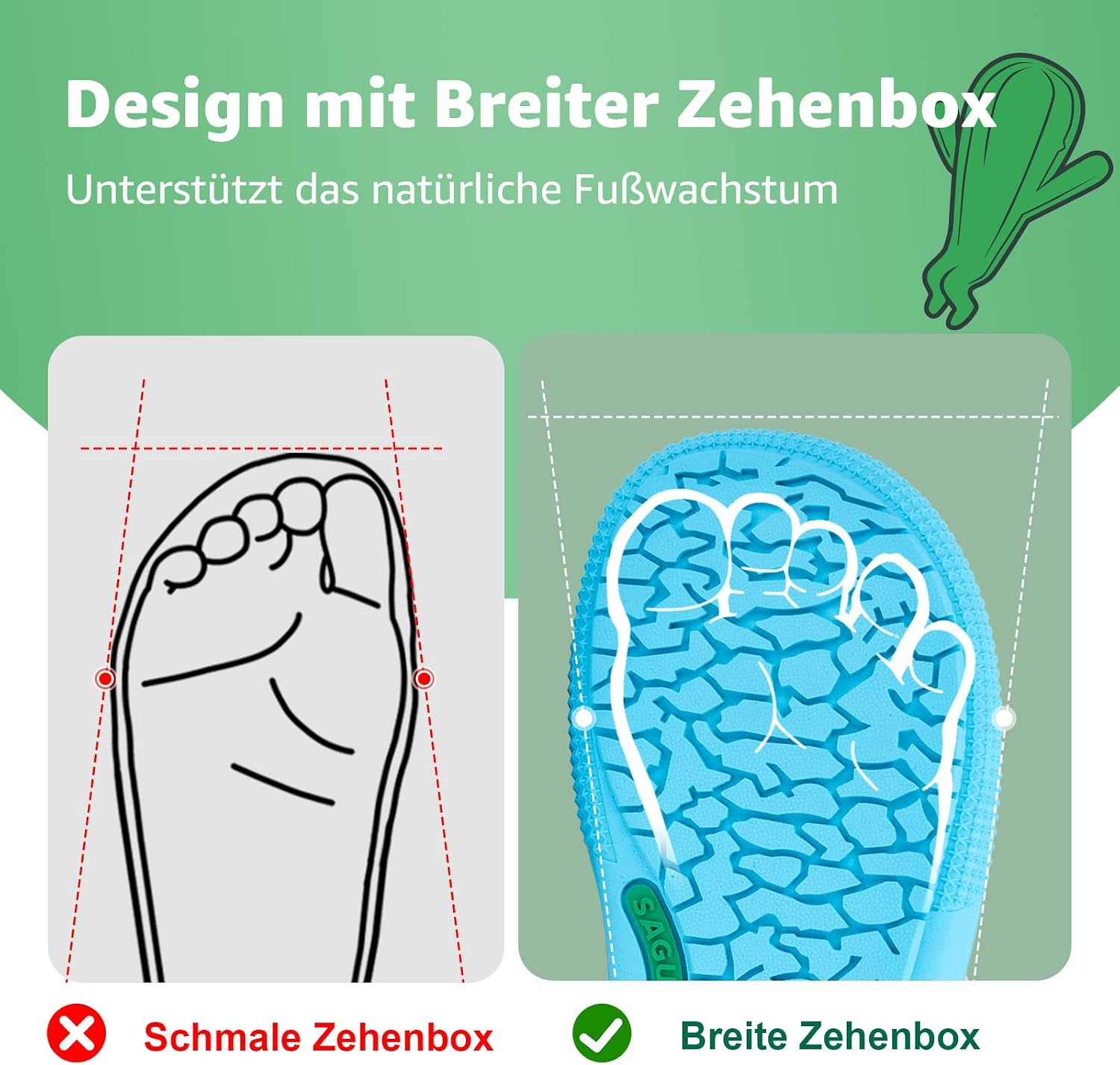 Detalle 2 de SAGUARO Barfußschuhe Kinder – Barfuß Sneaker Outdoor mit breiter Zehenbox (Gr. 25–36)