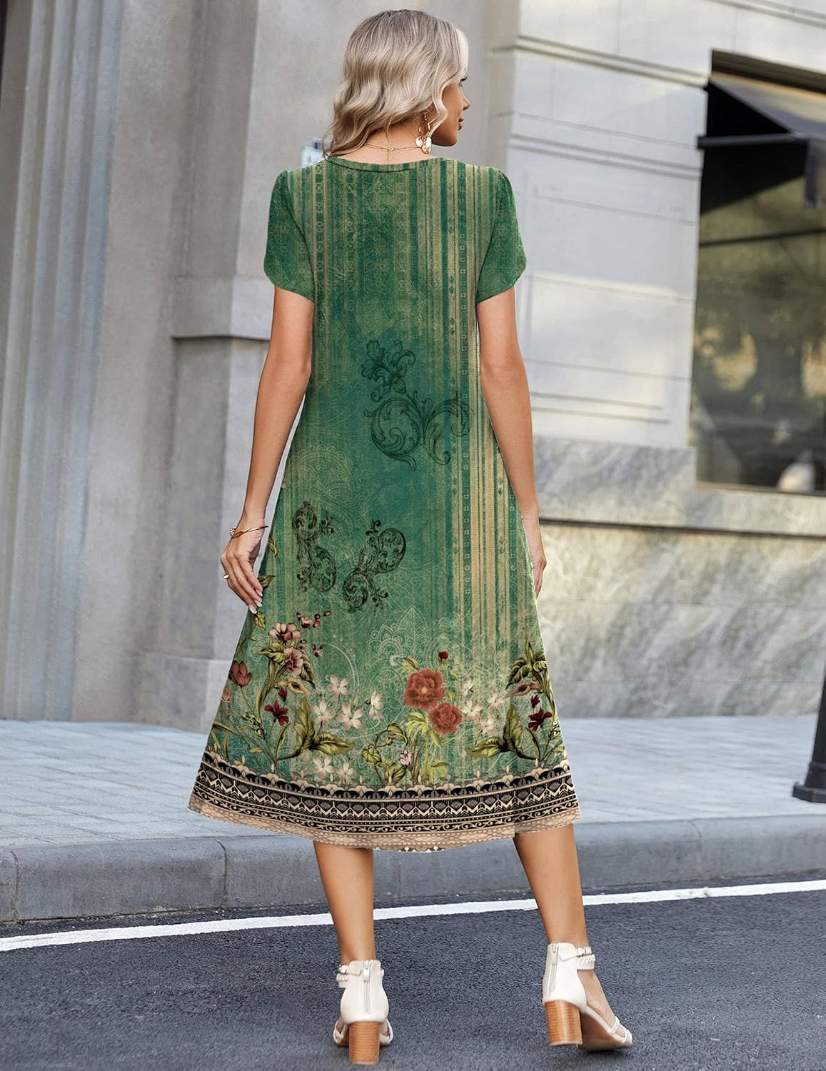 Thumbnail 4 de Robe d'été décontractée Zeagoo pour femme — motif floral, poches, tailles S à XXL