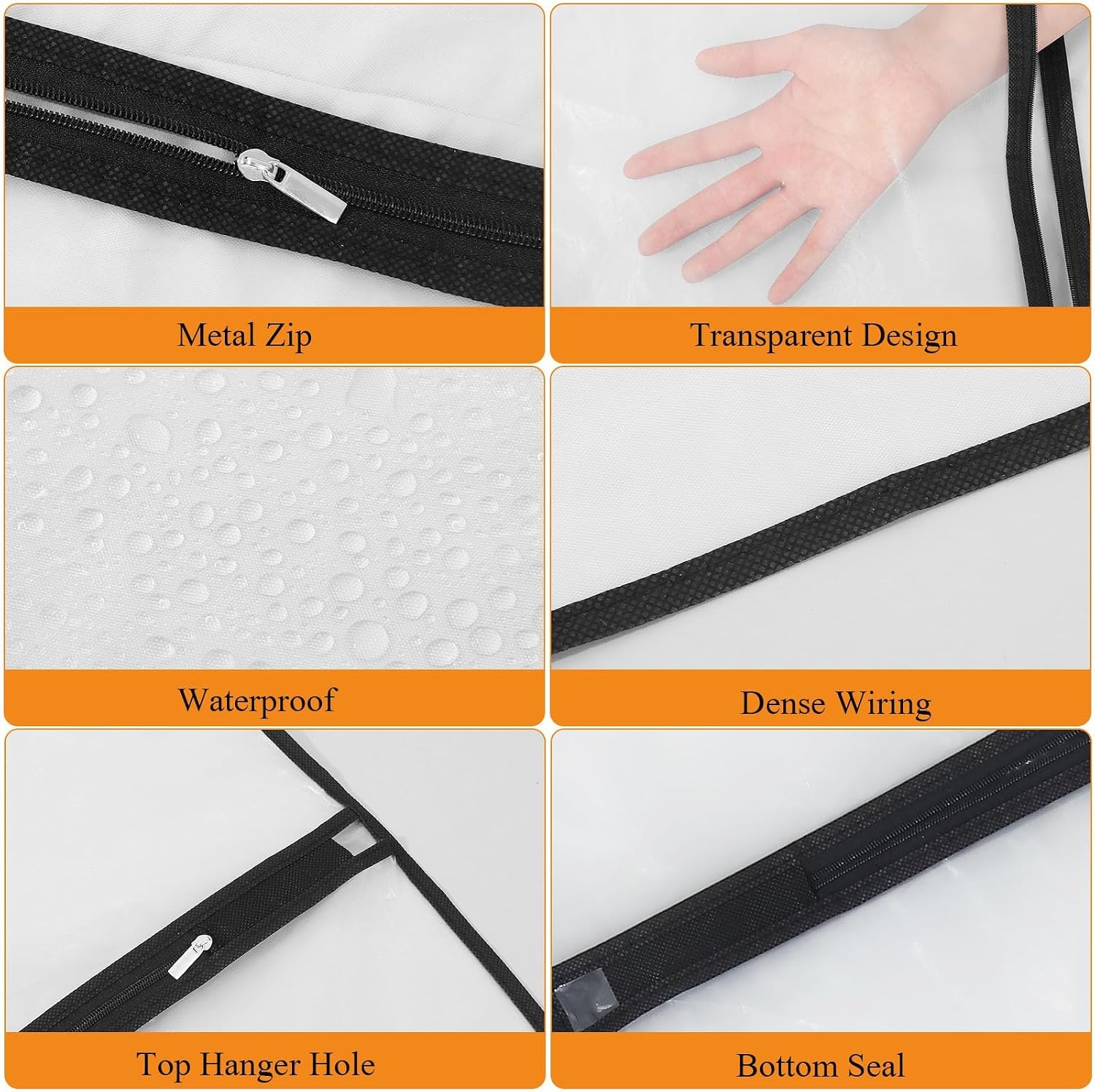 Thumbnail 2 de 12 Pack Garment Bags 60x100cm PEVA Translucent