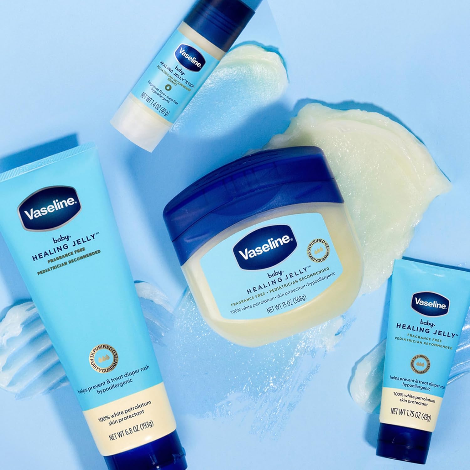 Detalle 1 de Vaseline Baby Healing Jelly, 6.8 oz, 3-Count, Fragrance-Free Tube