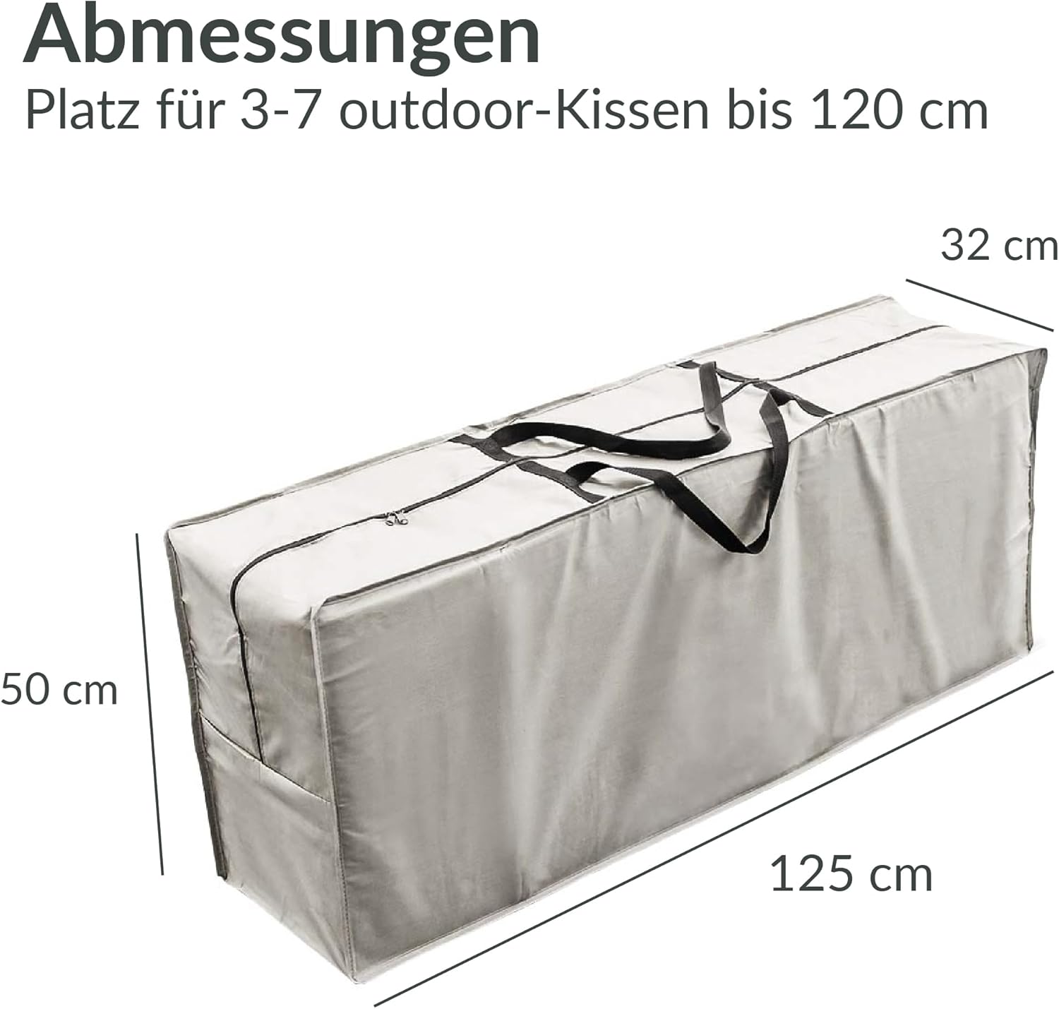 Detalle 2 de Chefarone Auflagen-Schutzhülle 125 × 50 × 32 cm – wasserabweisend, UV-Schutz 30+, inkl. Aufbewahrungsbeutel