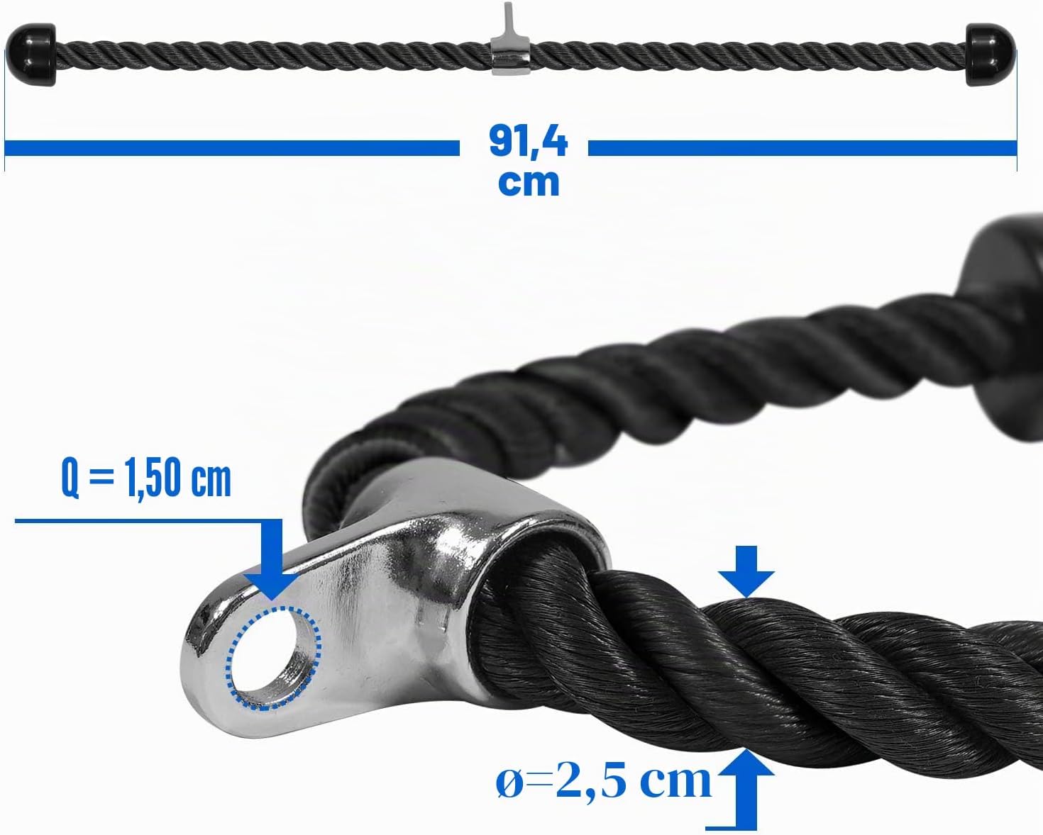Detalle 2 de Yes4All Cavo di collegamento per tricipiti 91,4 cm – 4 colori, sistema pulegge universale