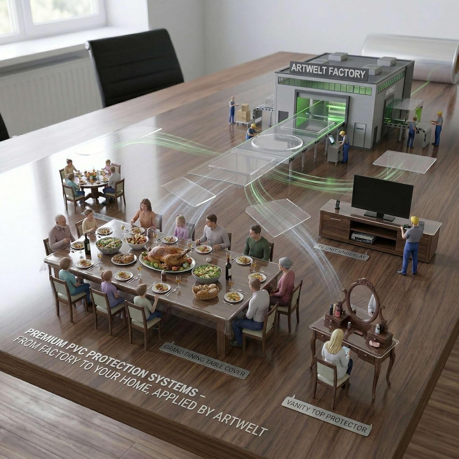 Thumbnail 5 de Artwelt Tischdecke Transparent Tischfolie 2.0 mm (glasklar, weich-PVC) – waschbarer Tischschutz im Wunschmaß