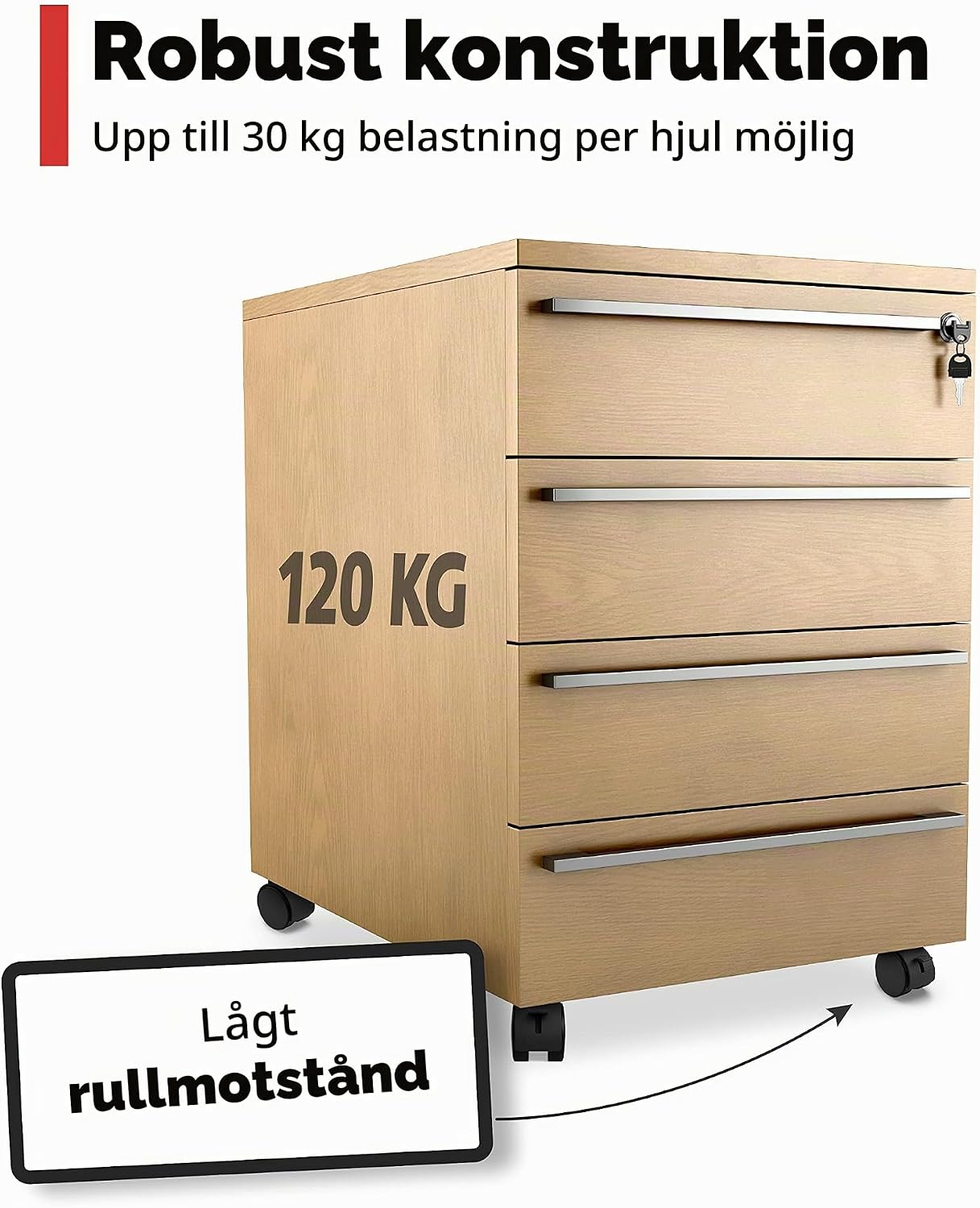 Detalle de RAVN HAMAN möbelhjul 50 mm, 4-pack i nylon med två bromsar