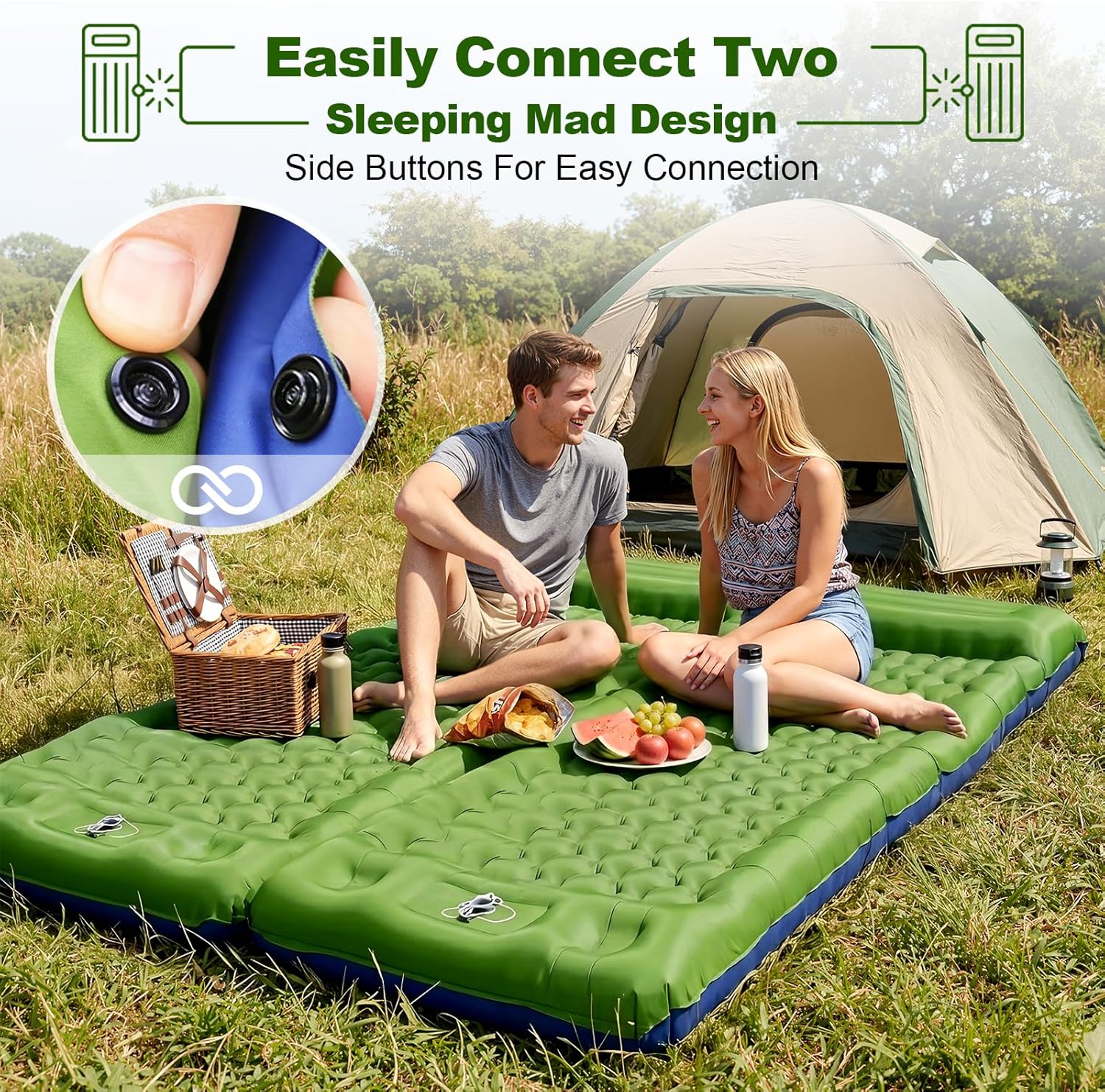 Thumbnail 4 de JATEKA Camping-Isomatte 12 cm dick, 83 cm breit – aufblasbar mit Kopfkissen & Fußpumpe