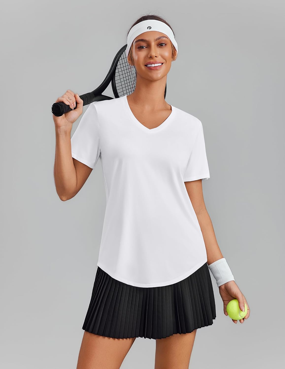 Thumbnail 5 de PINSPARK Soft Workout Tops for Women (Short Sleeve V-Neck, UPF 50+ Moisture Wicking)
