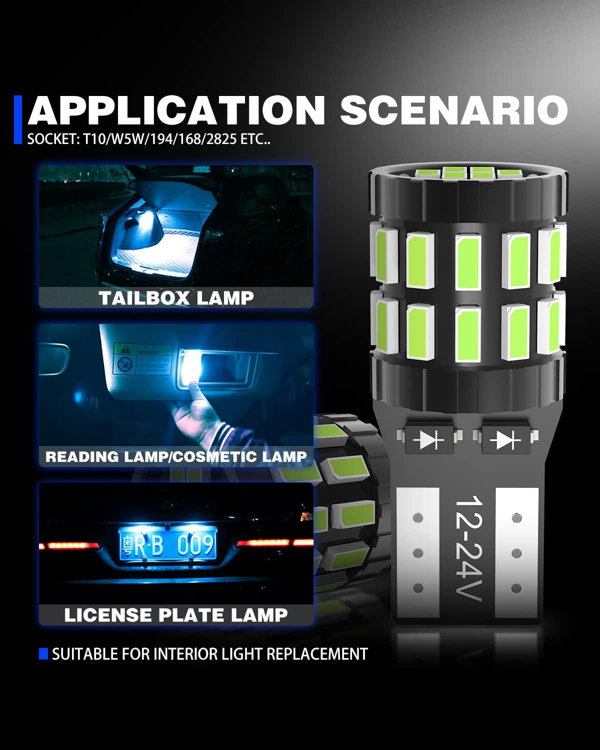 Thumbnail 5 de KATUR T10 W5W LED 194/2825 Lampadina Cuneo LED CANBUS Blu Ghiaccio (Confezione da 4)