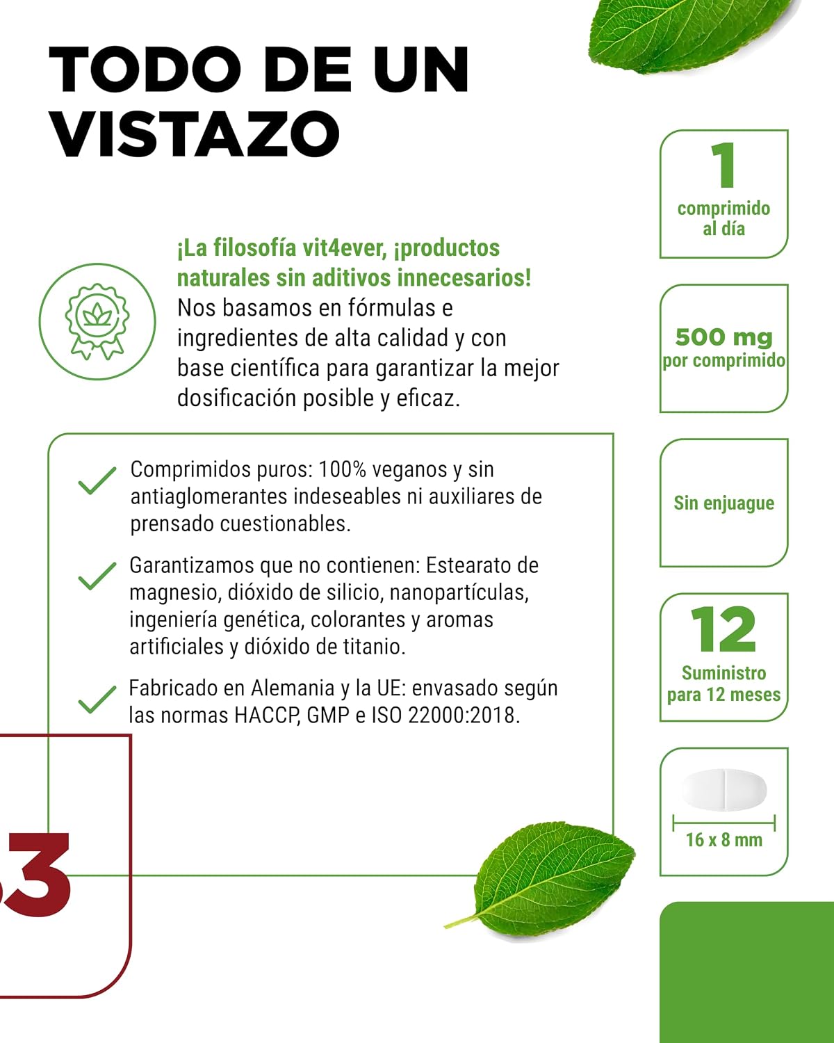 Thumbnail 3 de Vitamina B3 Niacina 500 mg 365 comprimidos
