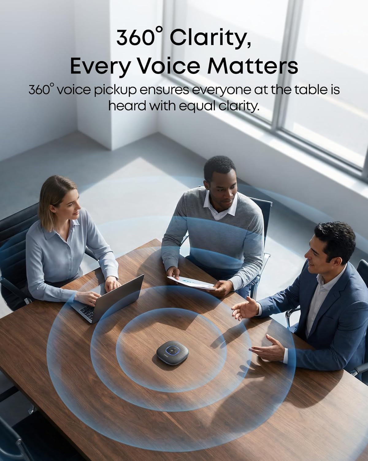 Detalle 1 de Anker PowerConf Altavoces Bluetooth con 6 micrófonos y grabación 🎤