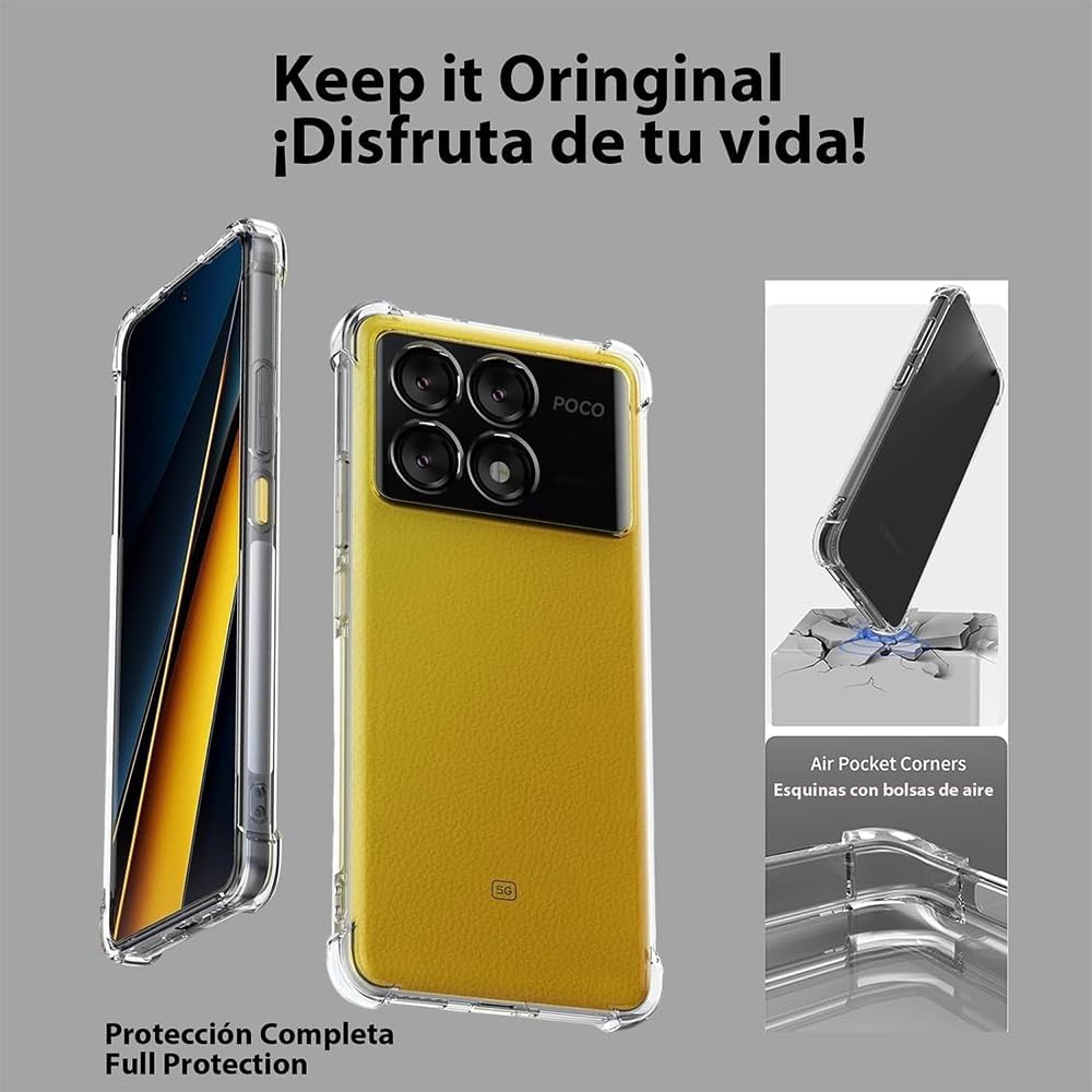 Detalle de CaseLover Transparent Hülle für Xiaomi Poco X6 Pro 5G – Weiches TPU mit Stoß- und Kratzschutz