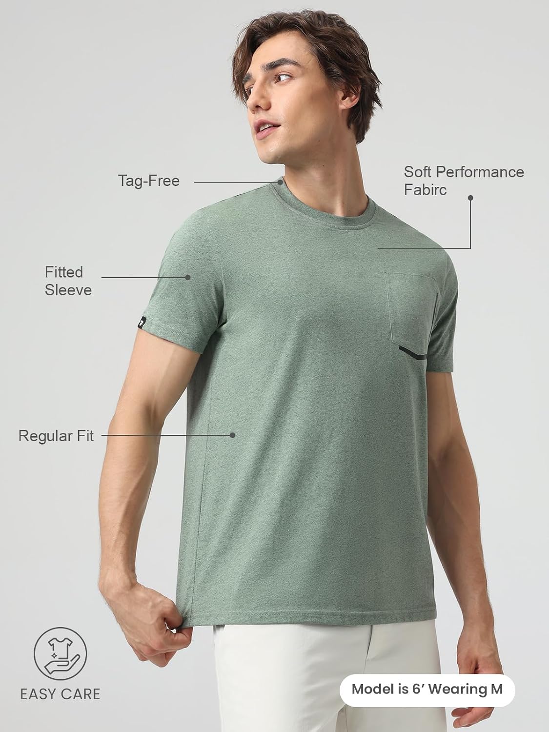 Detalle de Mega Tshop Men's Pocket T-Shirt Cotton-Polyester Blend