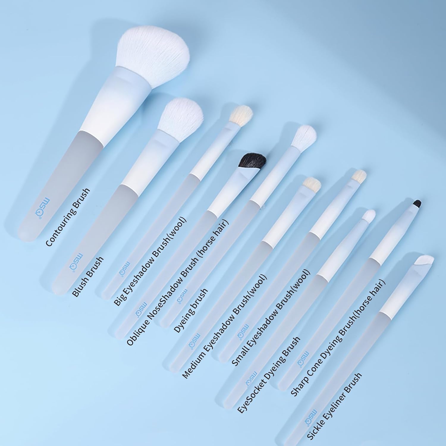 Detalle 2 de MSQ Makeup Brush Set, 10 Pieces with Dual-Fibre Bristles and Carrying Bag