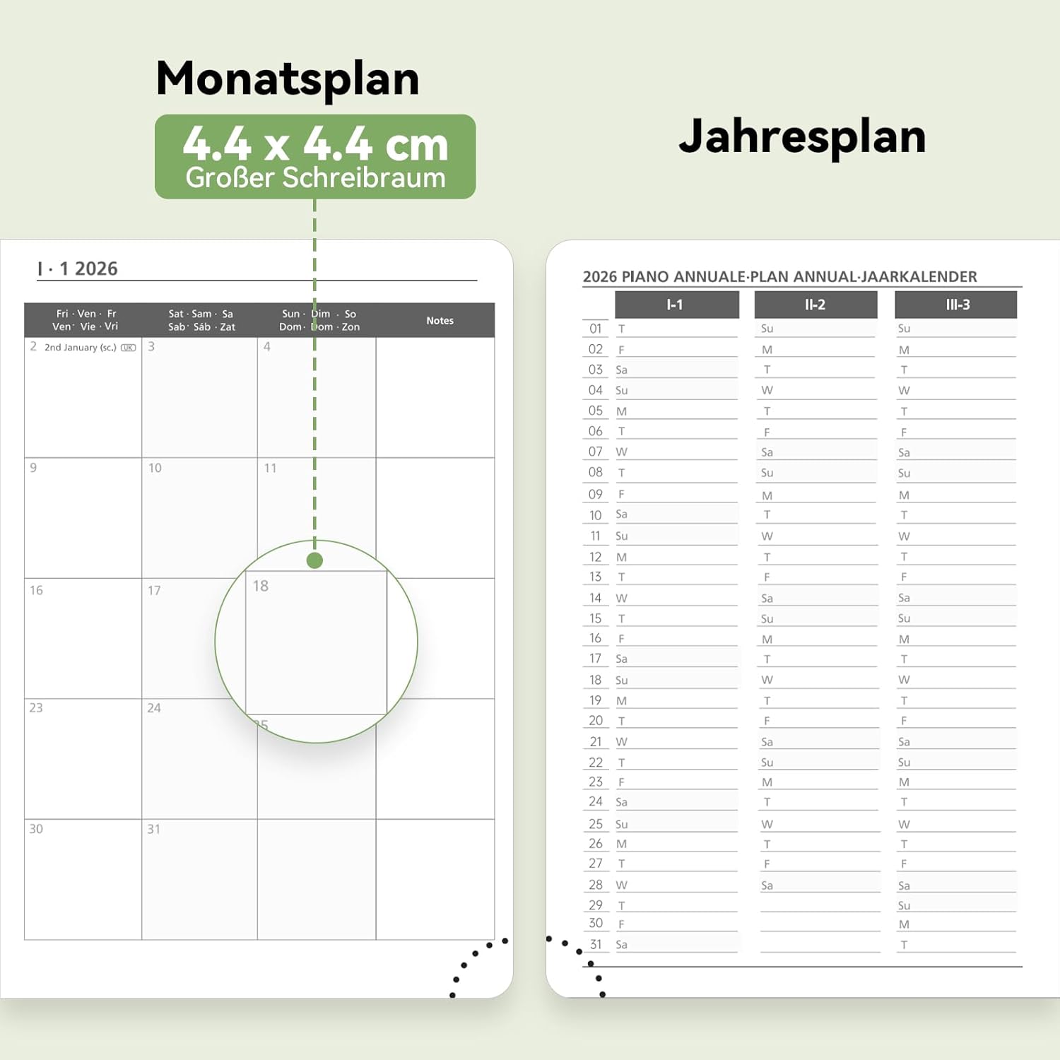 Thumbnail 3 de FEKSINO Kalender 2026 Buchkalender A5 (21,3 x 14,6 cm) – Wochen- und Monatsplaner Jan.–Dez. 2026