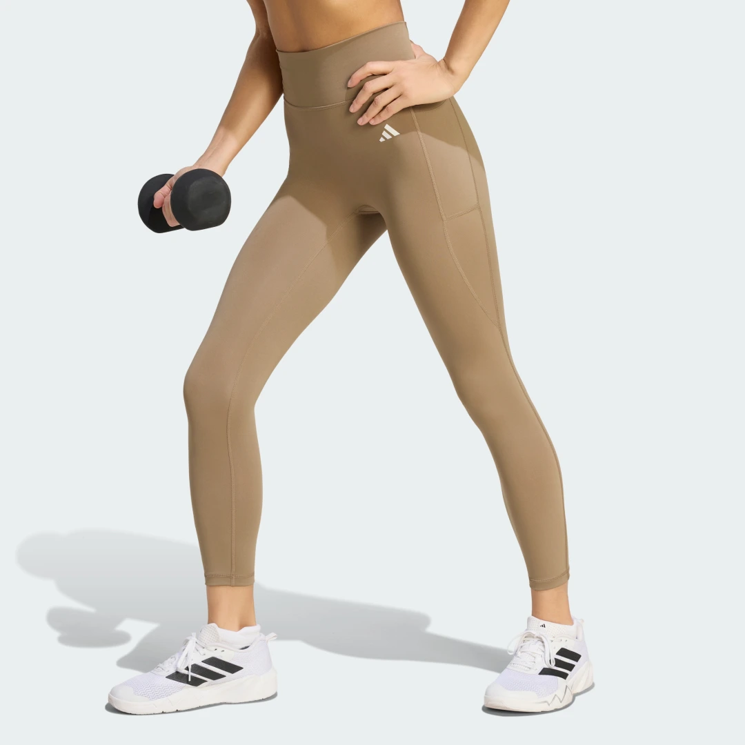 Detalle de Adidas Mallas 7/8 Optimé Essentials No Front Rise Seam – Beige