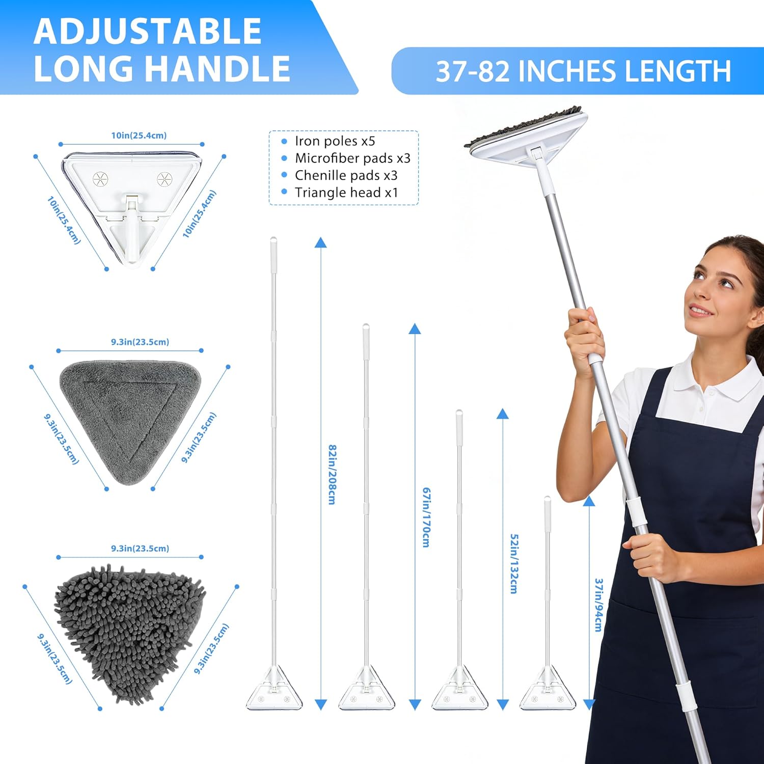 Thumbnail 1 de Wall Cleaner Mop with 80" Long Handle — 3-in-1 Ceiling Cleaning Tool with 6 Washable Pads