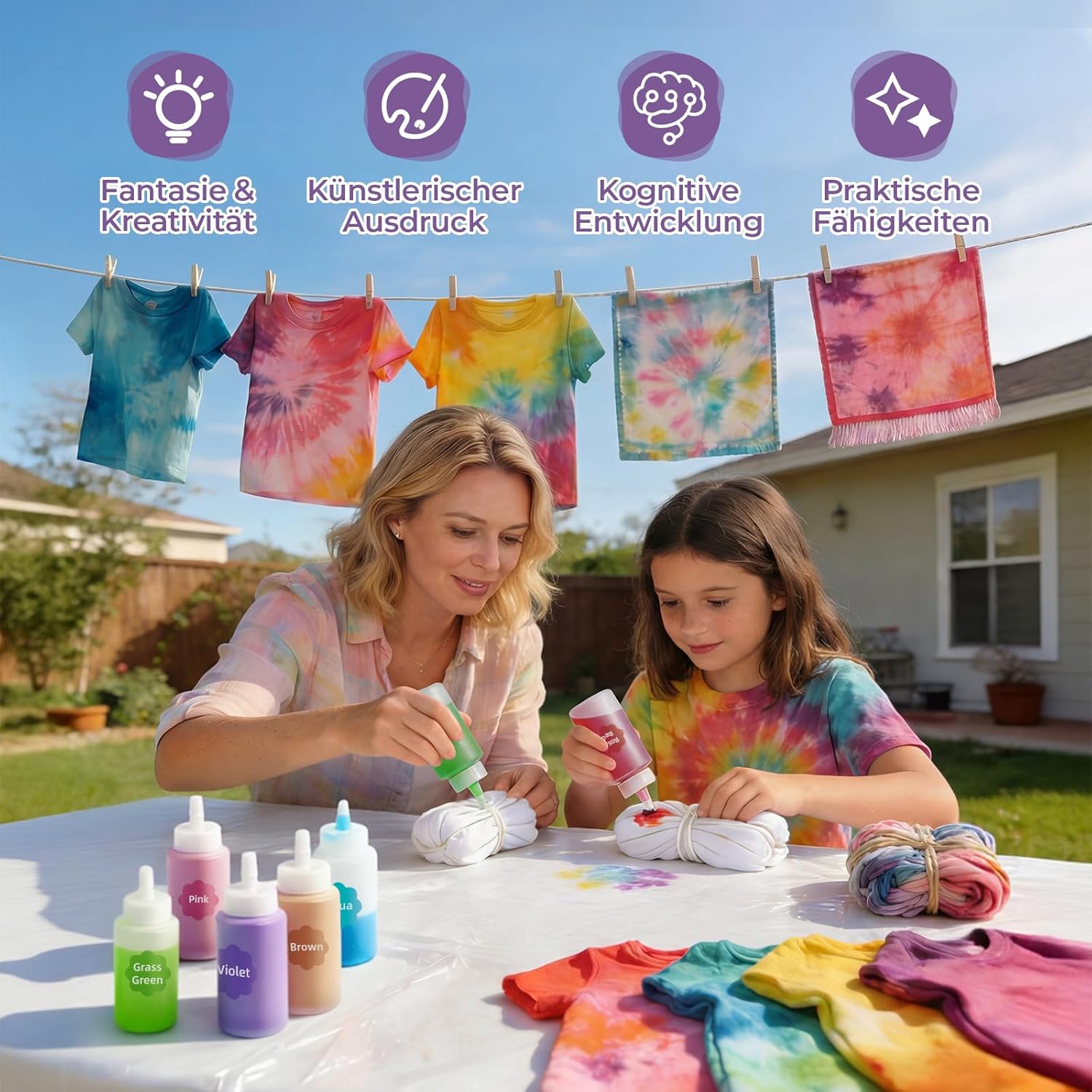Thumbnail 5 de URBZUE Tie Dye Kit: 32 Farben Textilfarben Set für kreative Batik-Projekte