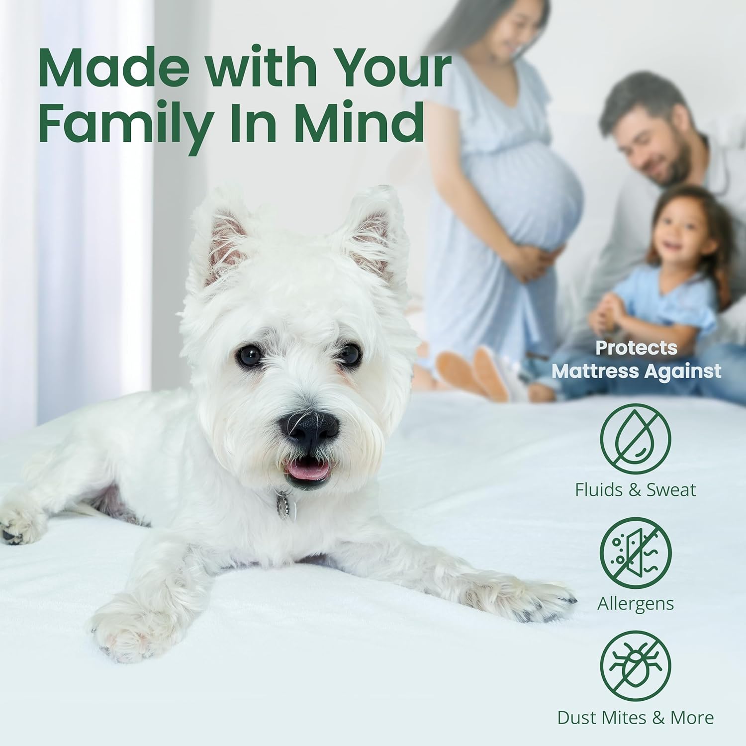 Thumbnail 5 de SafeRest Sleepure Waterproof Mattress Protector King Size with Bamboo Visocse, Stretchy Skirt, Machine Washable