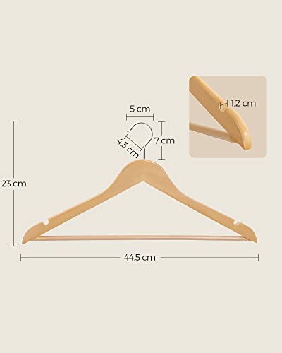 Detalle de SONGMICS Grucce Legno 20 Pezzi CRW001-20 – Antiscivolo, Gancio a 360° e Vero stile naturale