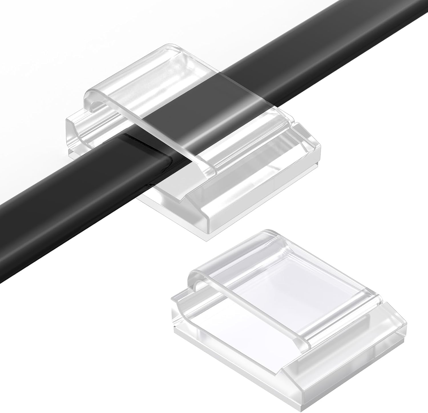 Detalle de AGPTEK Kabelclips 60 Stück, selbstklebend, verstellbar – klare Organisation für Büro, PC, LED Strip
