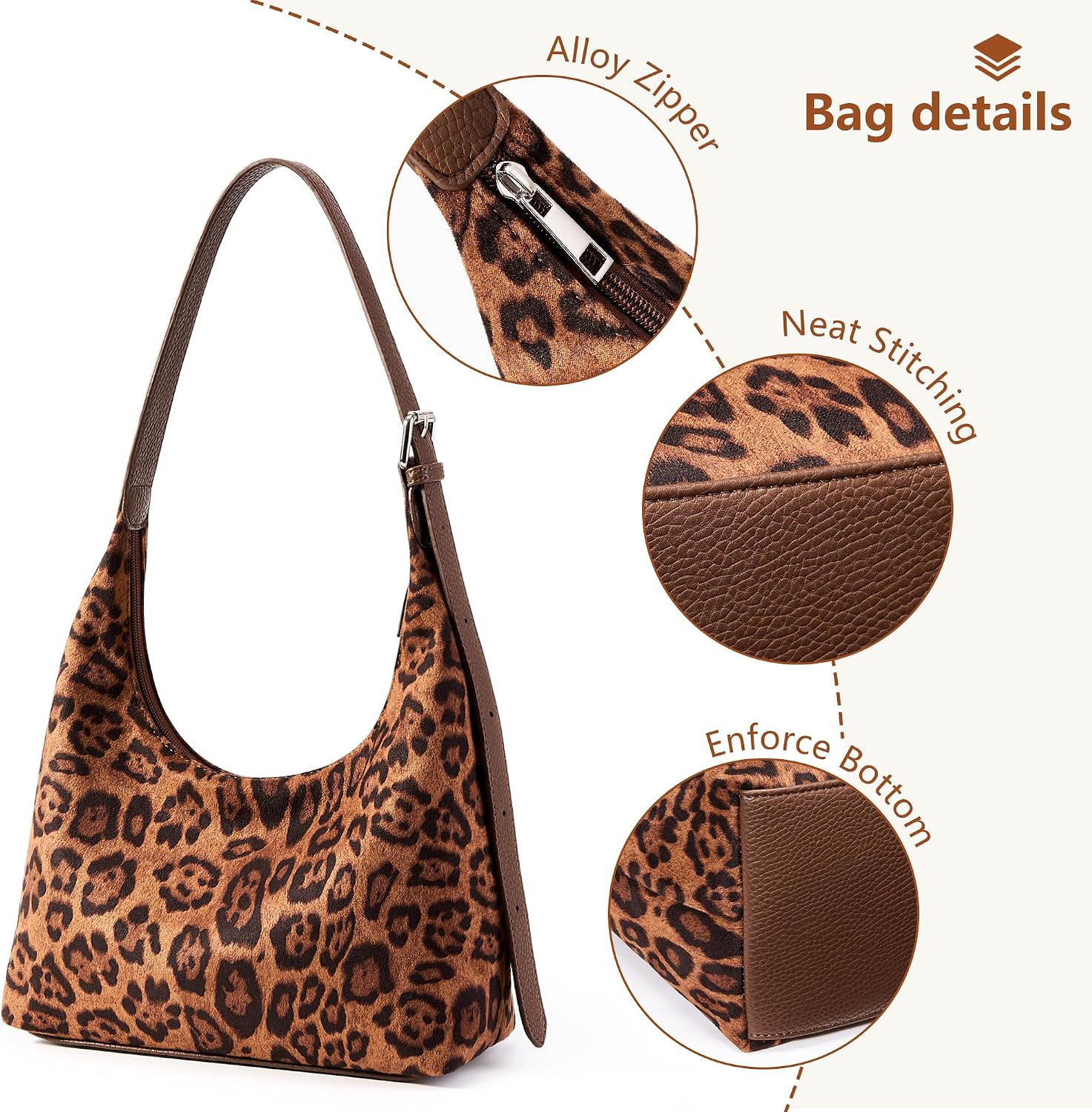 Detalle de KALIDI Vintage Vegan Leather Tote Bag with Zip – Women’s Hobo Work Bag with Adjustable Strap