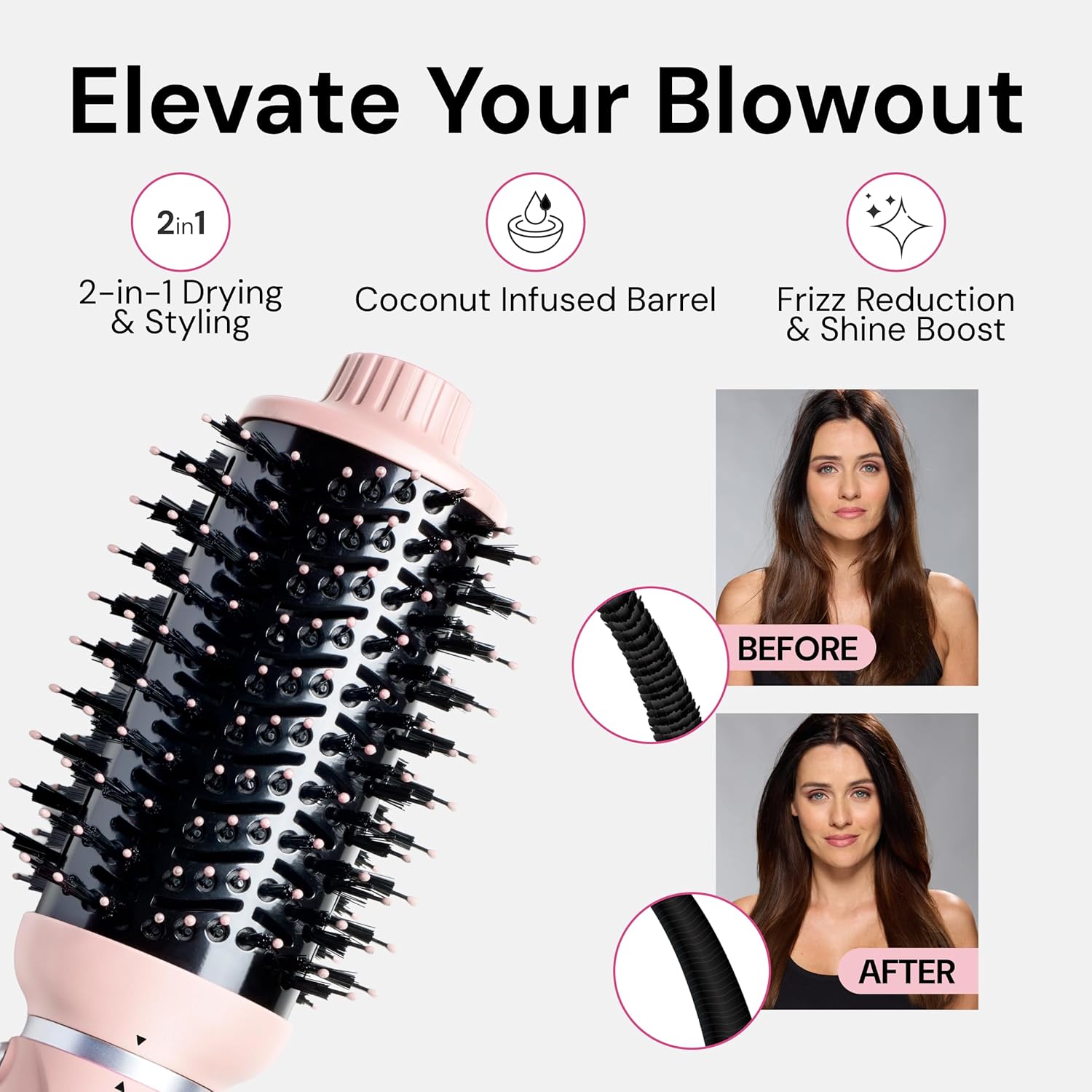 Thumbnail 3 de L’ANGE HAIR VolumeBoost 60mm 2-in-1 Ceramic Volumizing Brush Dryer (Blush) — fast drying blowout styling