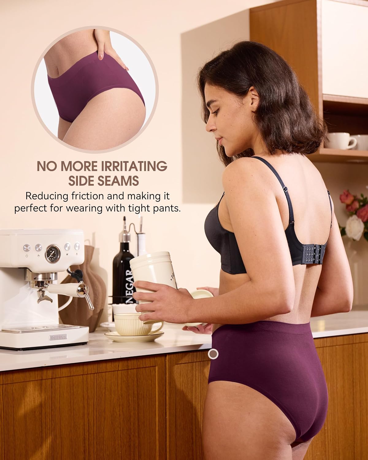 Detalle de BAMBOO COOL Women's Seamless Moisture-Wicking Briefs