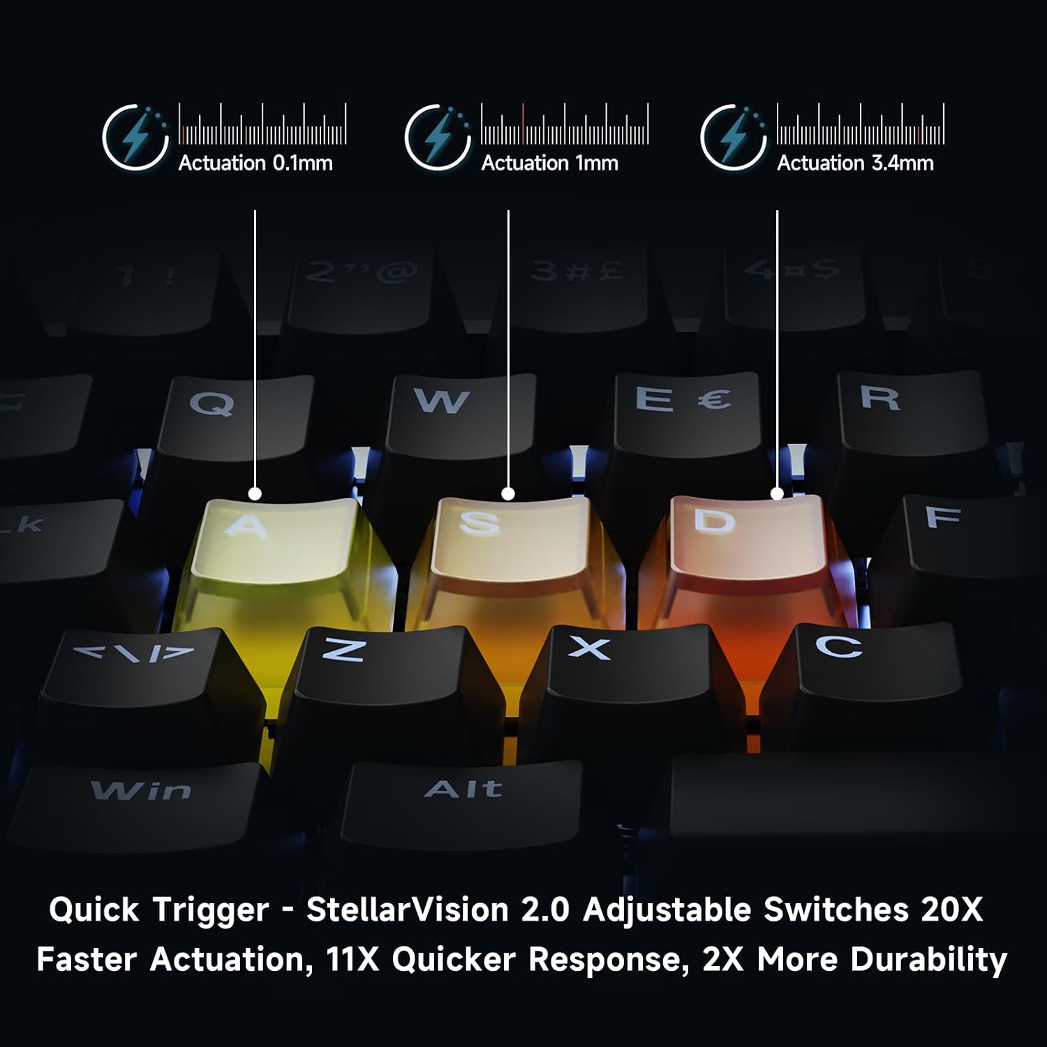 Detalle de MCHOSE Ace 60 Hall-Effekt 8000Hz Rapid Trigger – 60% Gaming-Tastatur mit Magnet-Switch