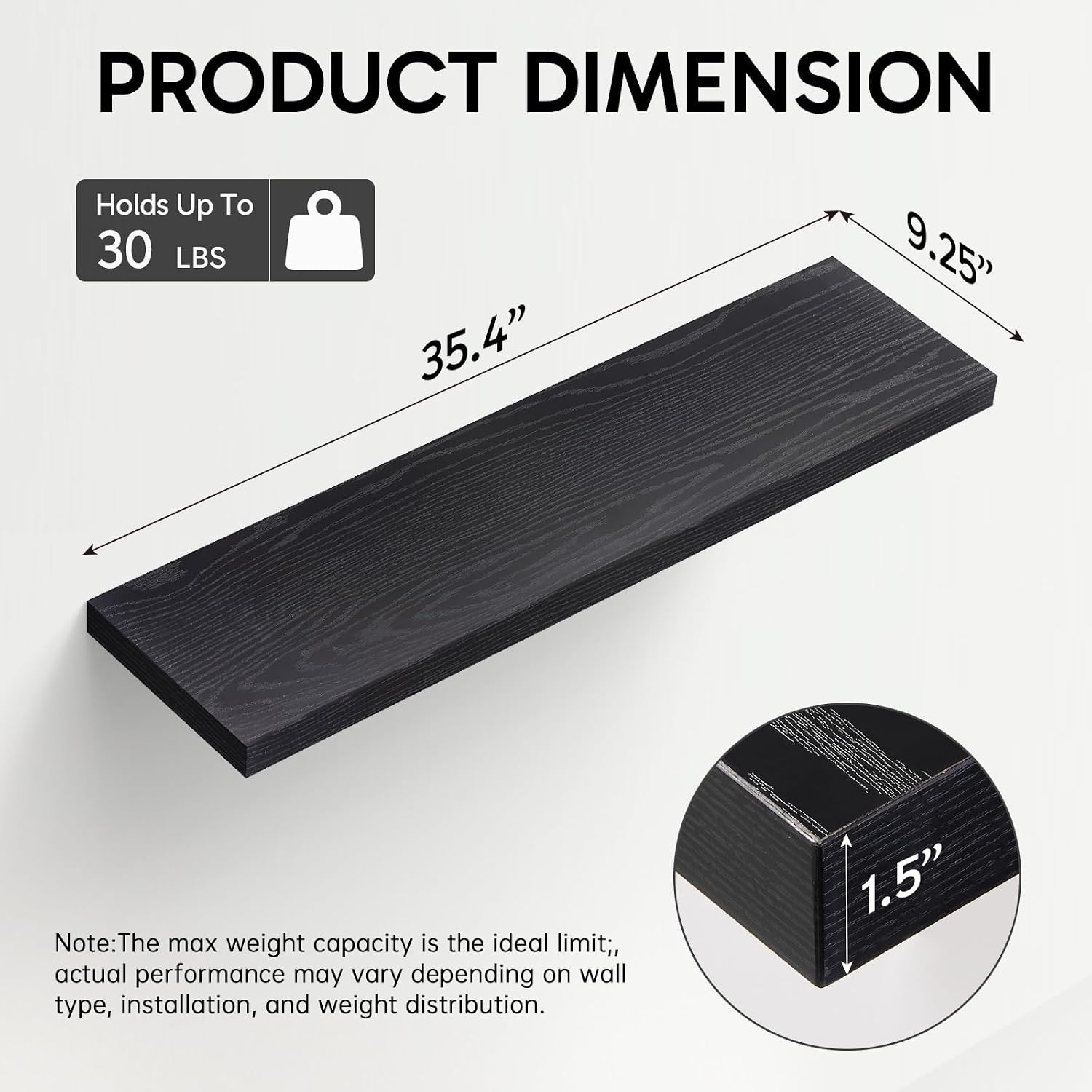 Detalle de BAYKA Floating Shelves, 35.4-Inch
