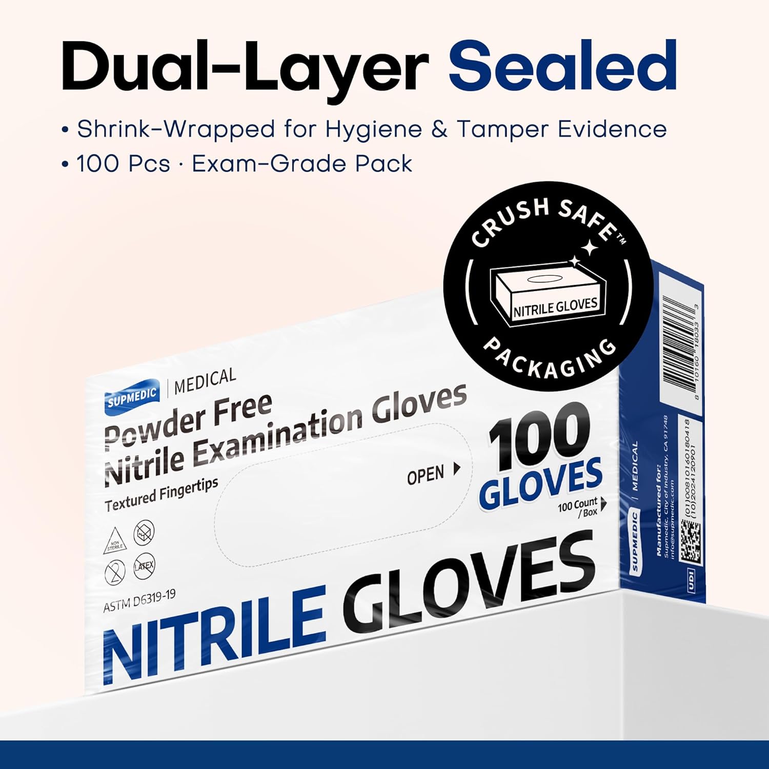 Thumbnail 4 de Supmedic Medical Soft Max Black Nitrile Disposable Gloves – 100 Pcs (Latex-Free, Powder-Free)