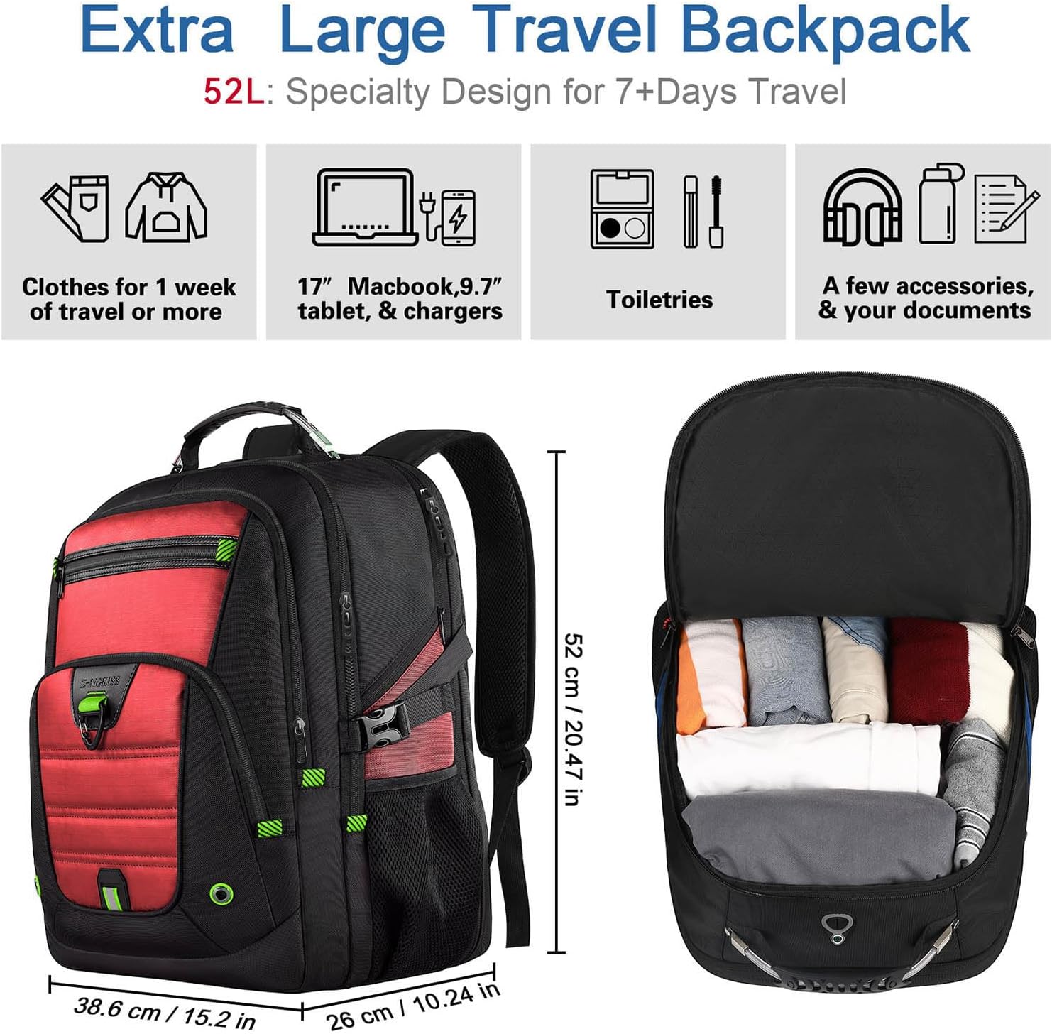 Thumbnail 2 de Z-MGKISS laptop backpack 52L travel bag