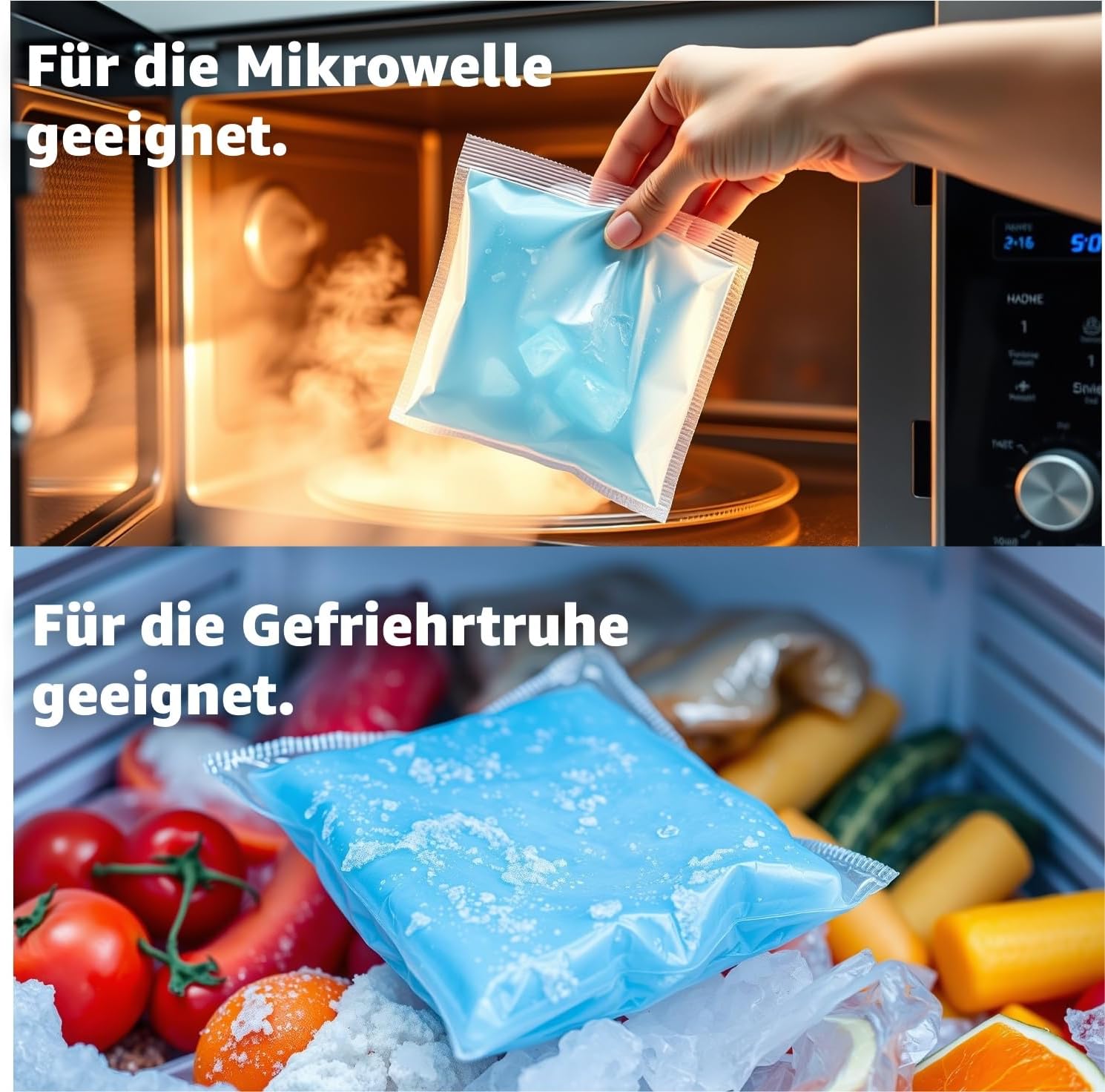 Thumbnail 4 de 2x Kalt/Warm Kompressen (Kühlpads & Gelkissen) 29x12 cm – MADE IN GERMANY