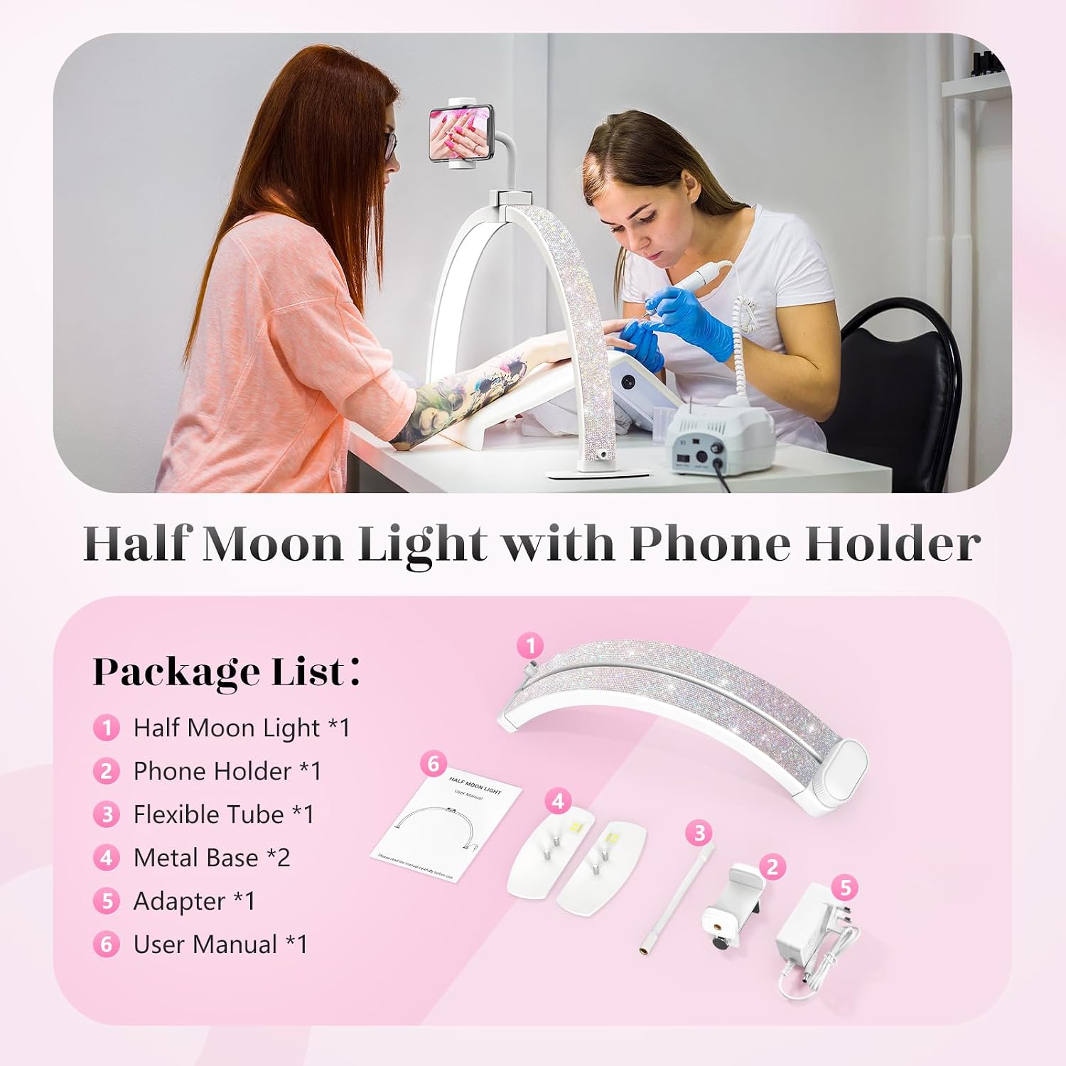 Thumbnail 6 de Yokilly F-550A Half Moon Nail Desk Lamp, Foldable with Phone Holder