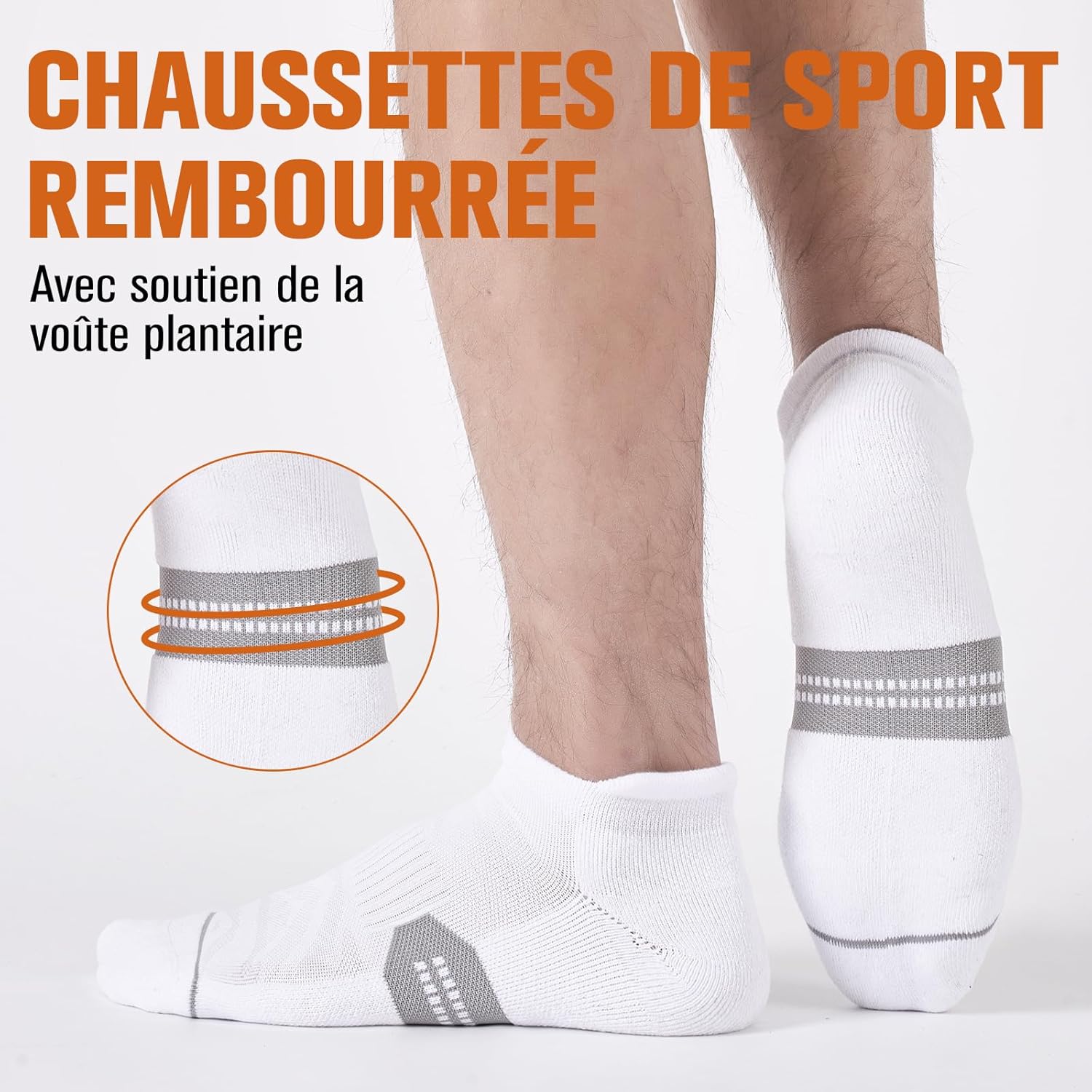 Thumbnail 1 de Niorasen Calzini sportivi unisex corti traspiranti in cotone (6 paia) bianco e nero