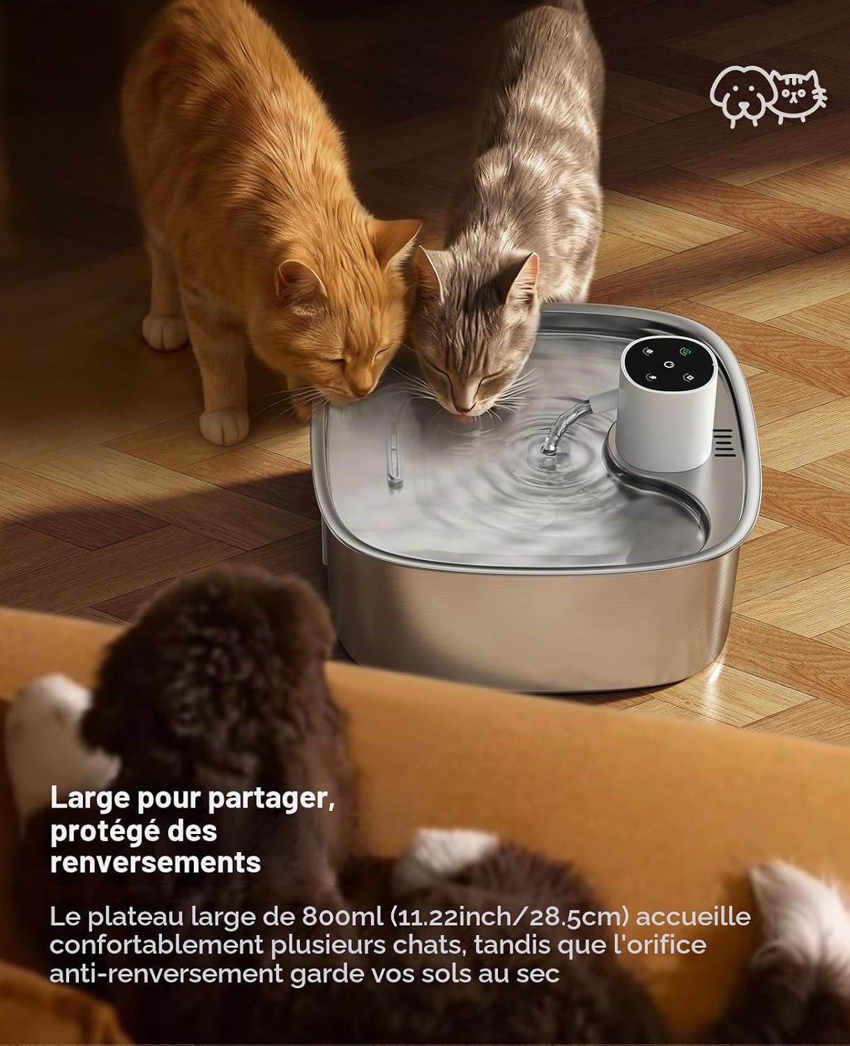 Thumbnail 5 de FEELNEEDY draadloze kattenfontein van roestvrij staal, 8 liter, met sensor