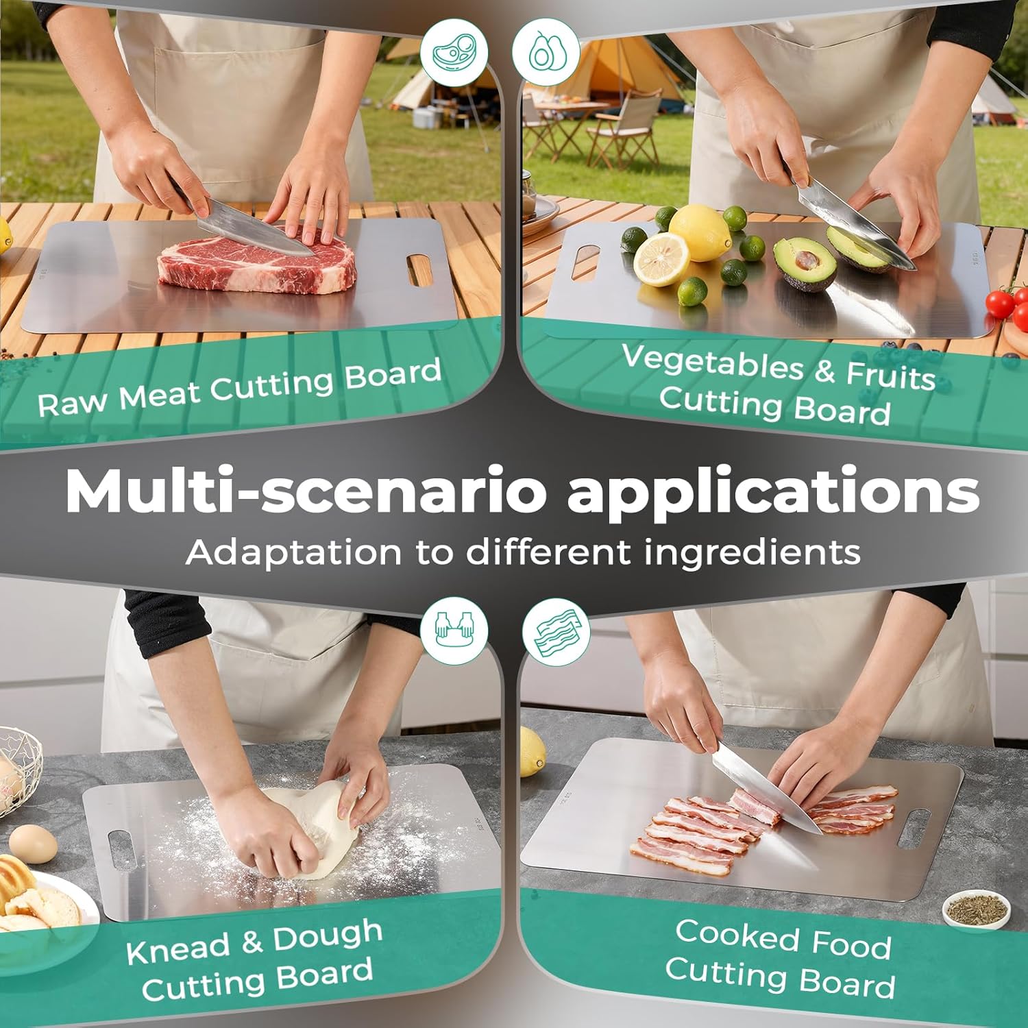 Thumbnail 5 de Katuchef Titanium Cutting Board (3-Piece S+L+XL) - Double-Sided 100% Titanium Food-Grade Board