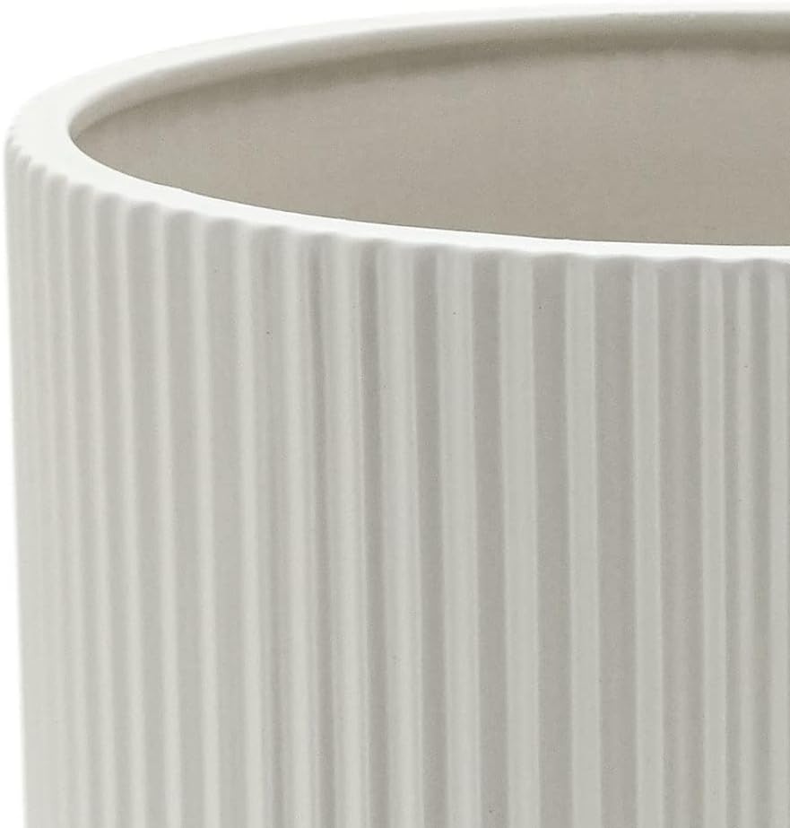 Detalle de Amazon Basics Rundes keramik Pflanzgefäß, geriffelt, 20.3 cm, Weiß